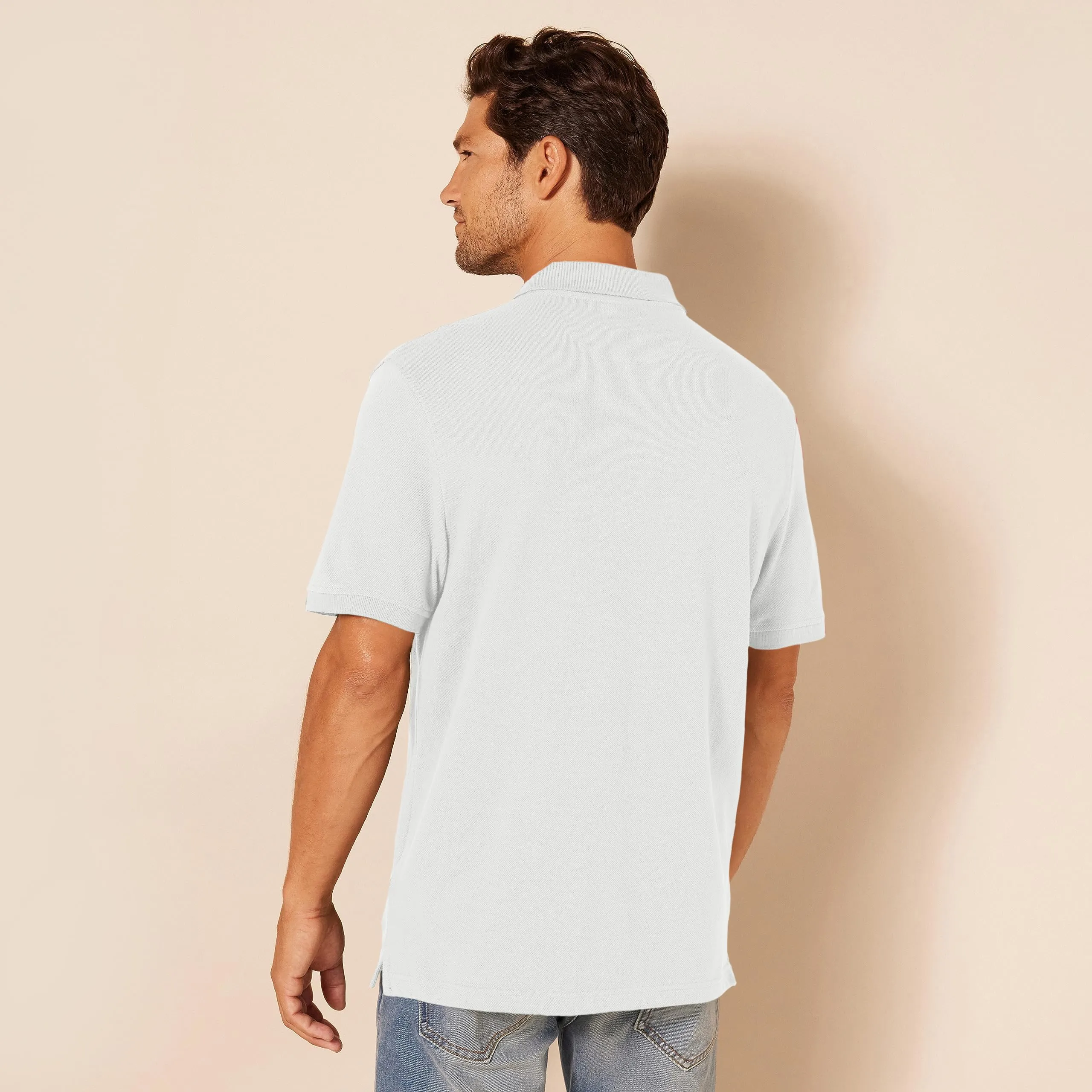 Amazon Essentials Men's Slim-Fit Cotton Piqué Polo Shirt, White, M - immagine 3