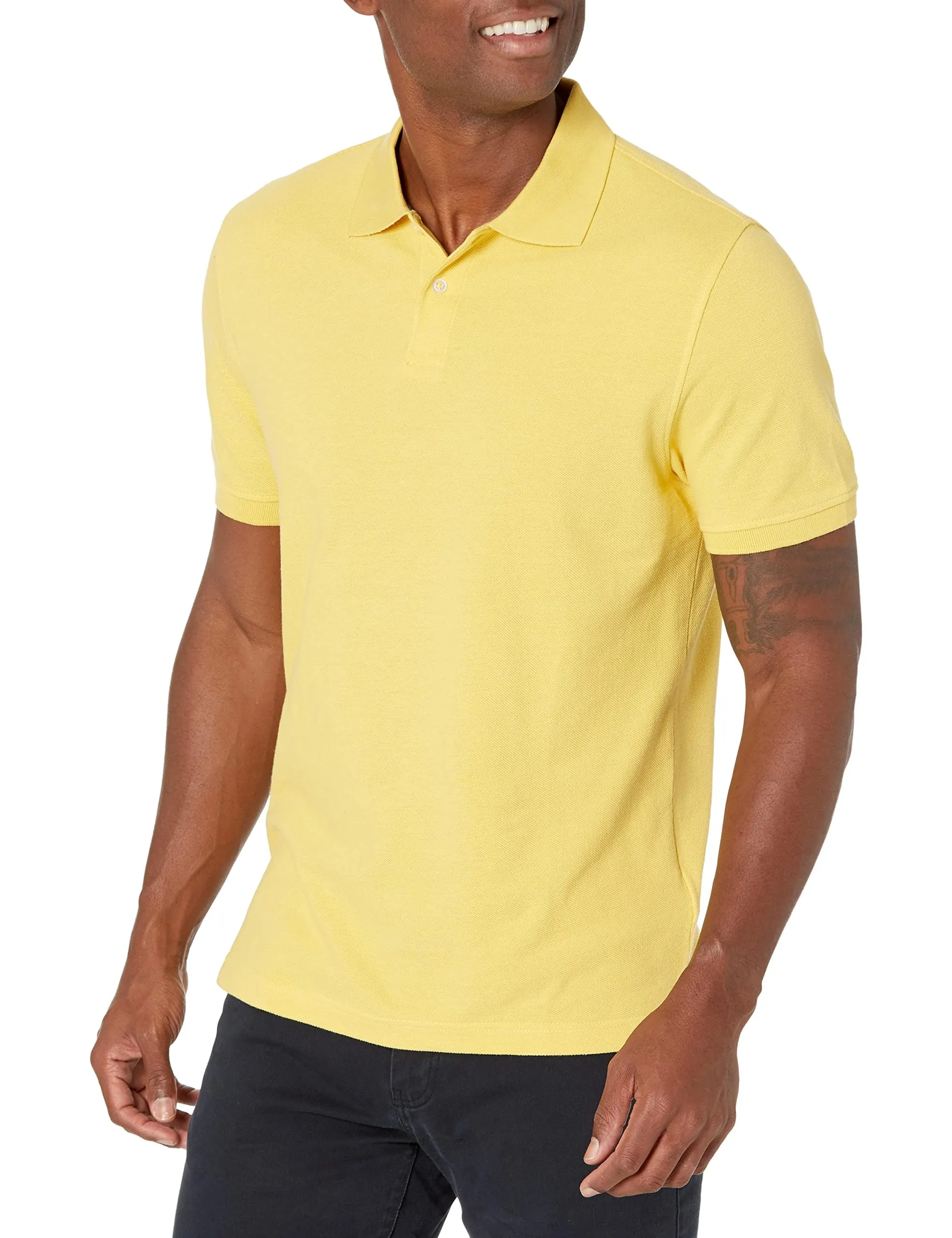 Amazon Essentials Polo in piqué di cotone slim uomo, Giallo, S - immagine 1