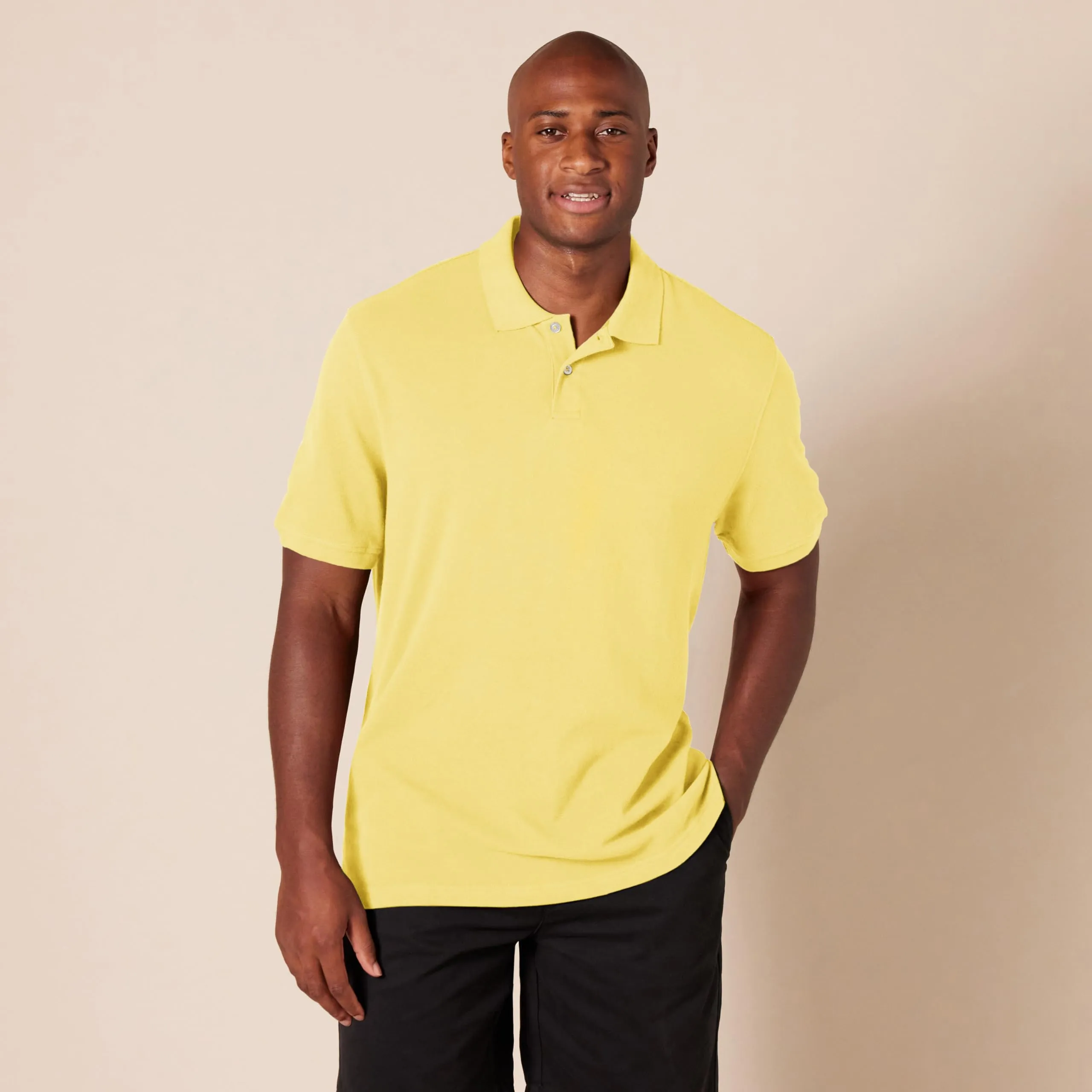 Amazon Essentials Polo in piqué di cotone slim uomo, Giallo, S - immagine 5