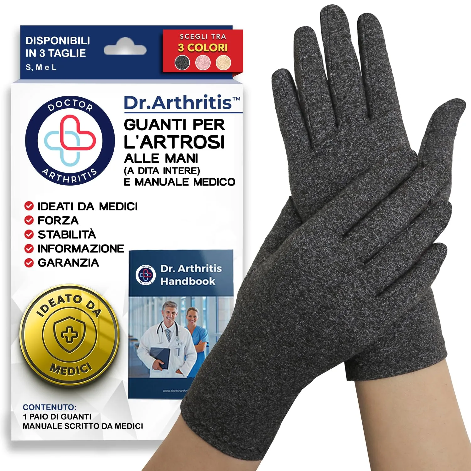 Dr. Arthritis Tutore Tunnel Carpale a Compressione, Grigio, Taglia S, 1 Paio - immagine 1