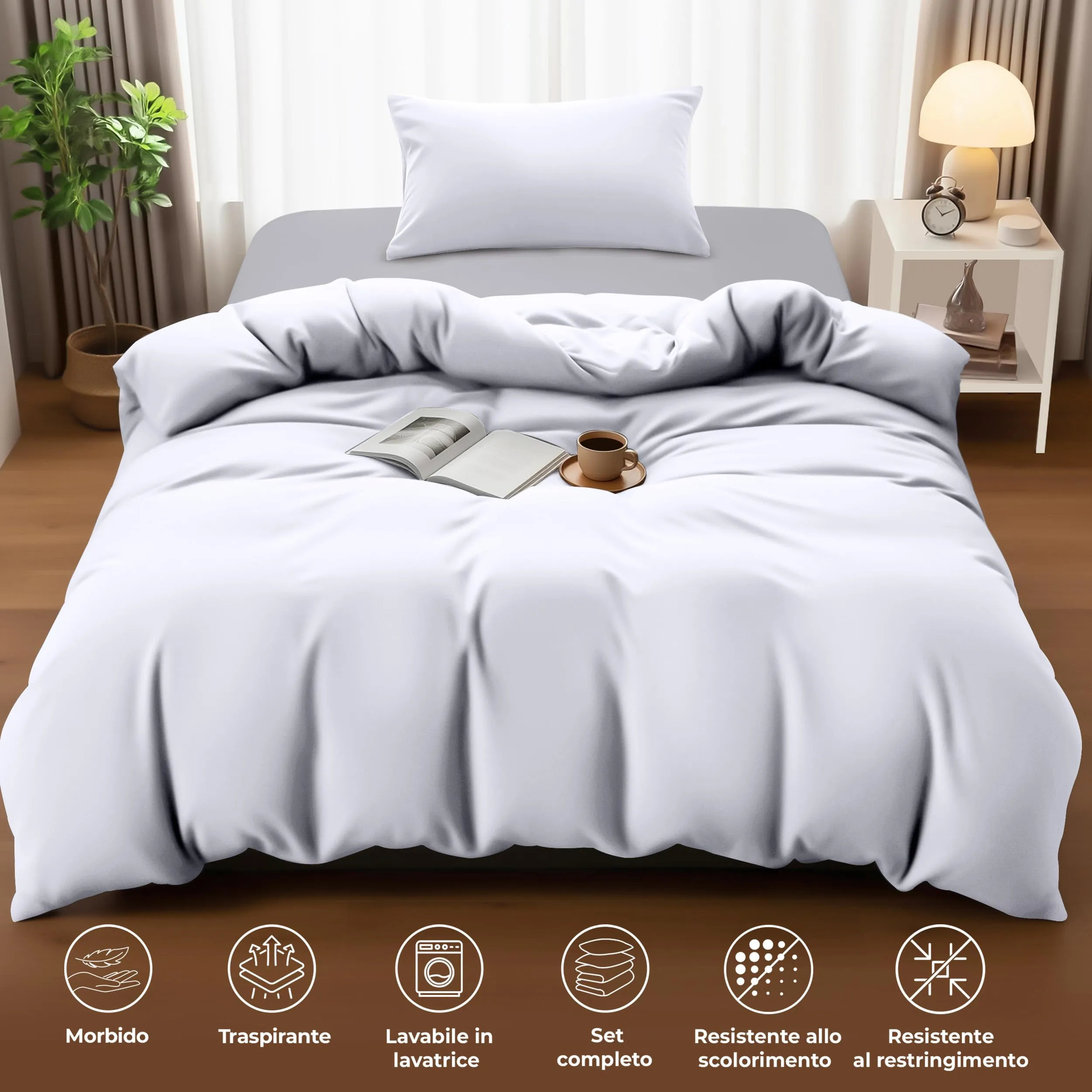 Utopia Bedding Copripiumino Singolo 135x200 cm e Federa 50x75 cm, Bianco - immagine 5