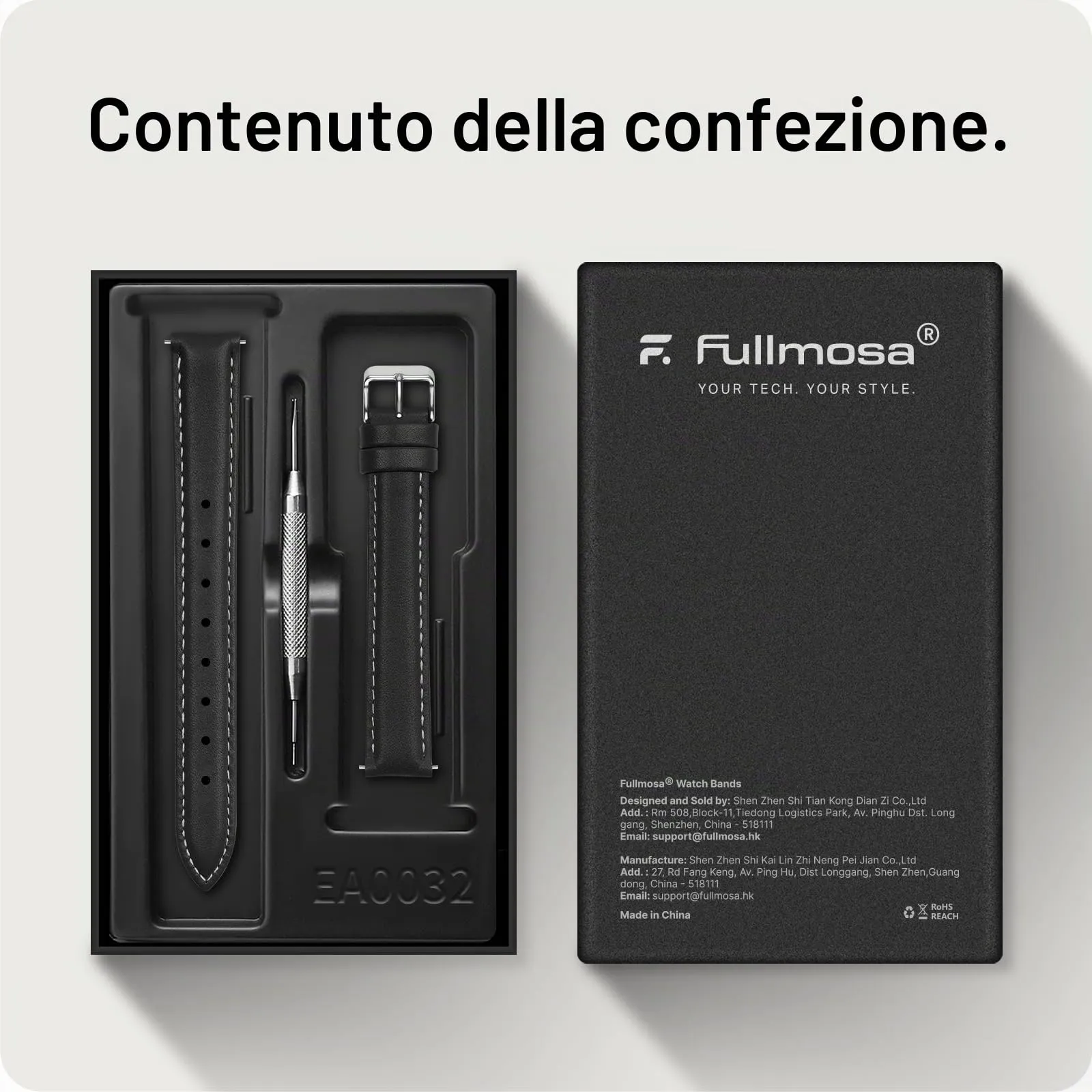 Fullmosa Cinturino per Orologio 16mm in Pelle a Sgancio Rapido, Nero - immagine 6