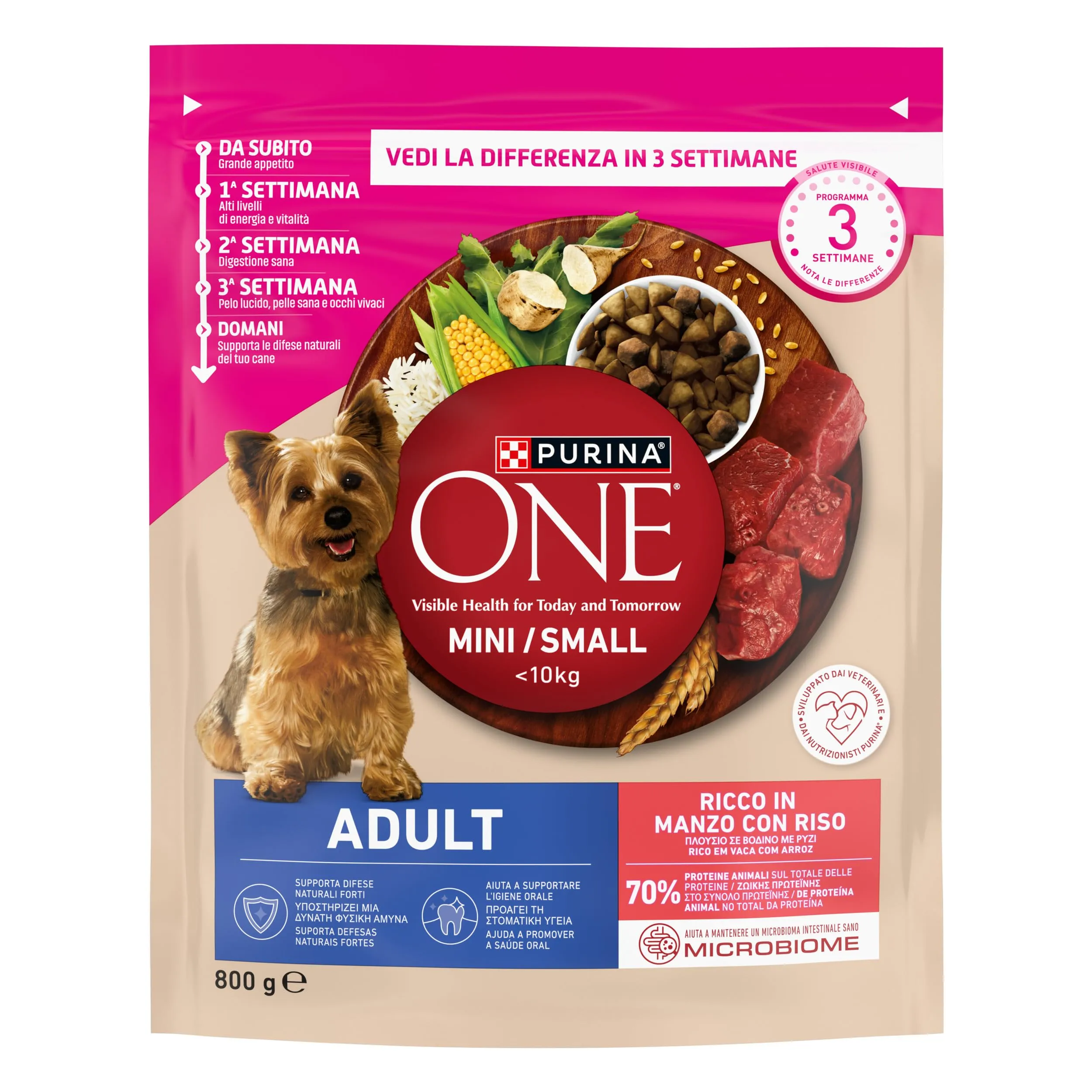 Purina One Mini Adult Crocchette Cani con Manzo e Riso, 8 x 800 g - immagine 2
