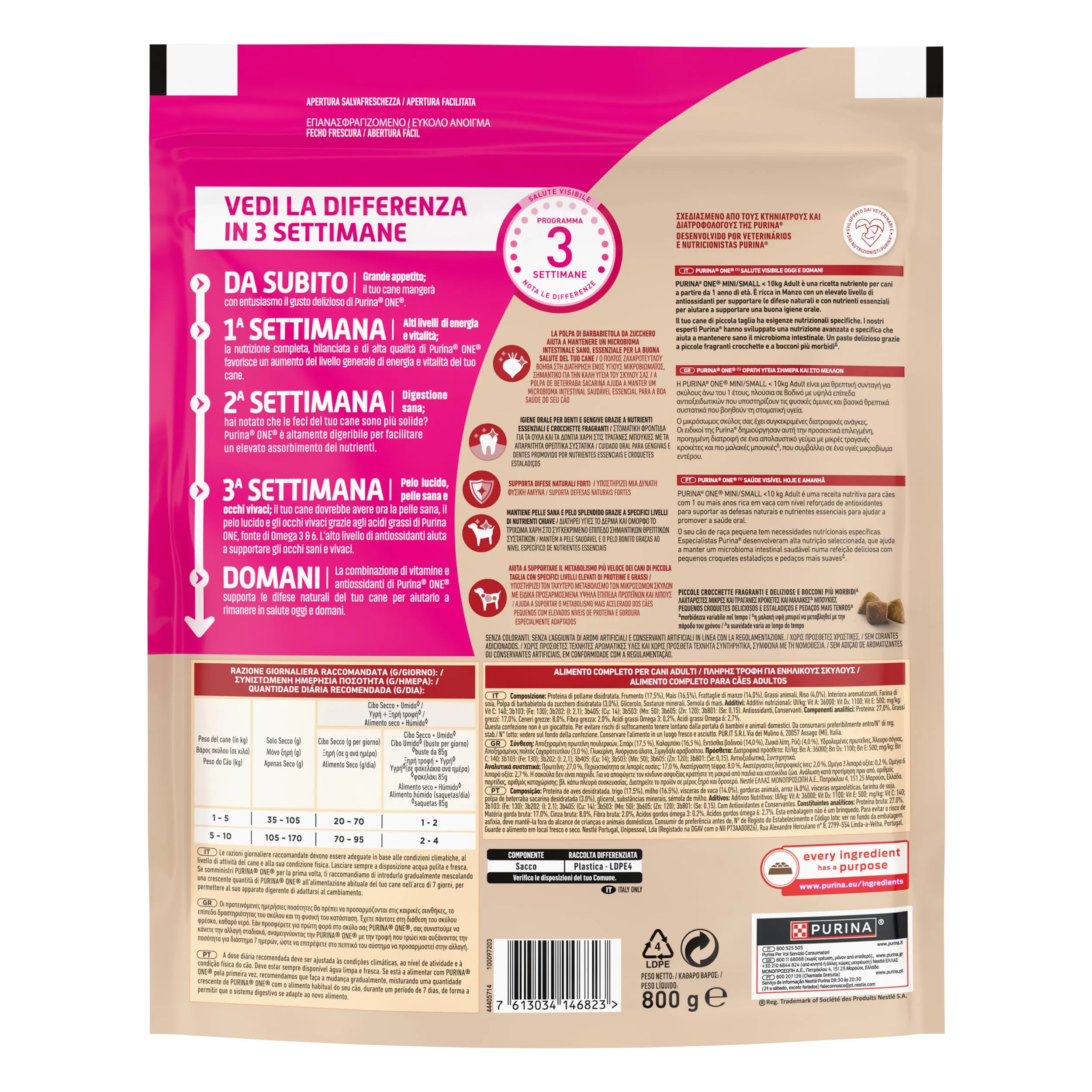 Purina One Mini Adult Crocchette Cani con Manzo e Riso, 8 x 800 g - immagine 4