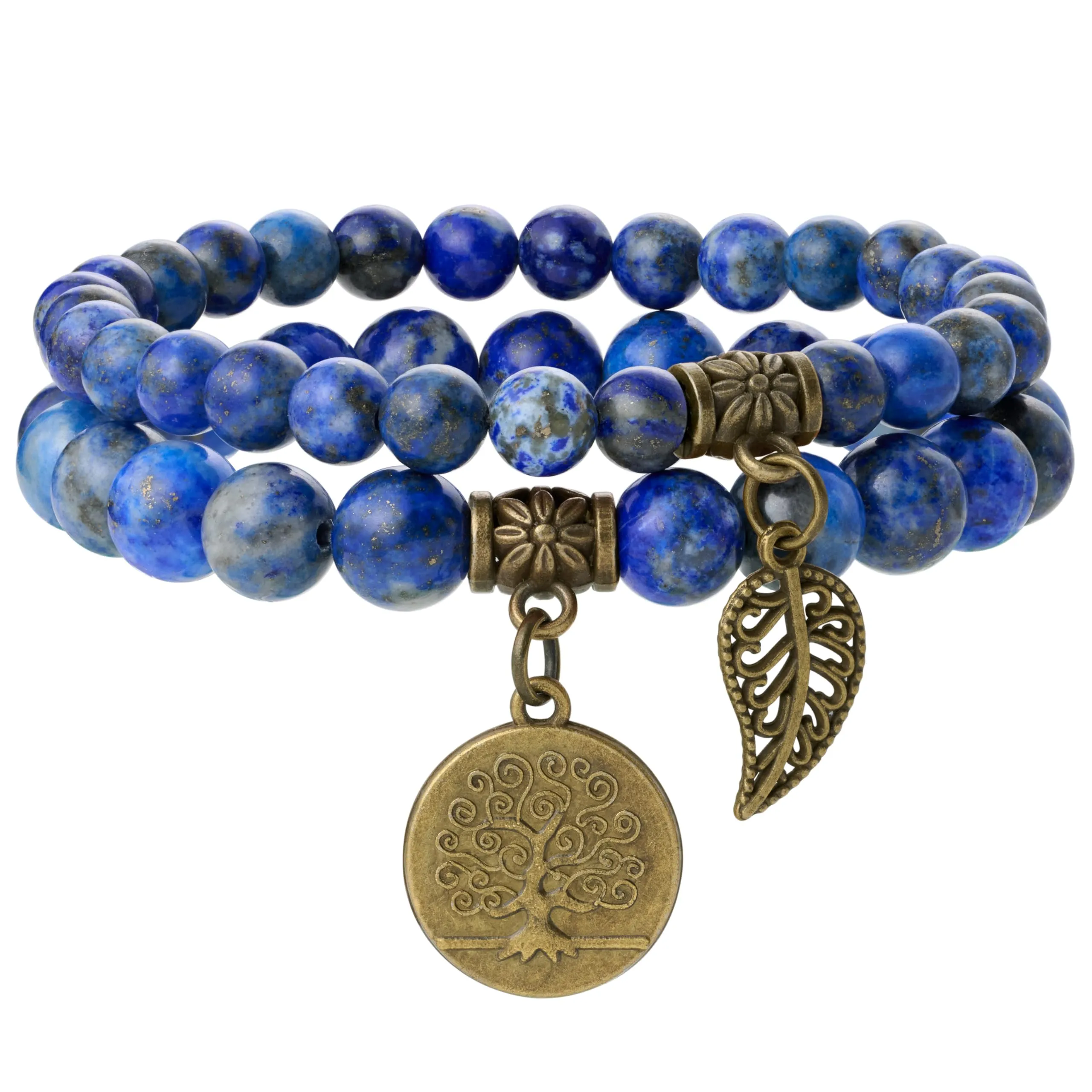 Farfume Bracciali Chakra in Pietre Naturali Lapis Lazuli e Life Tree, Set Doppio per Donne, Misura Media 18.5cm - immagine 1
