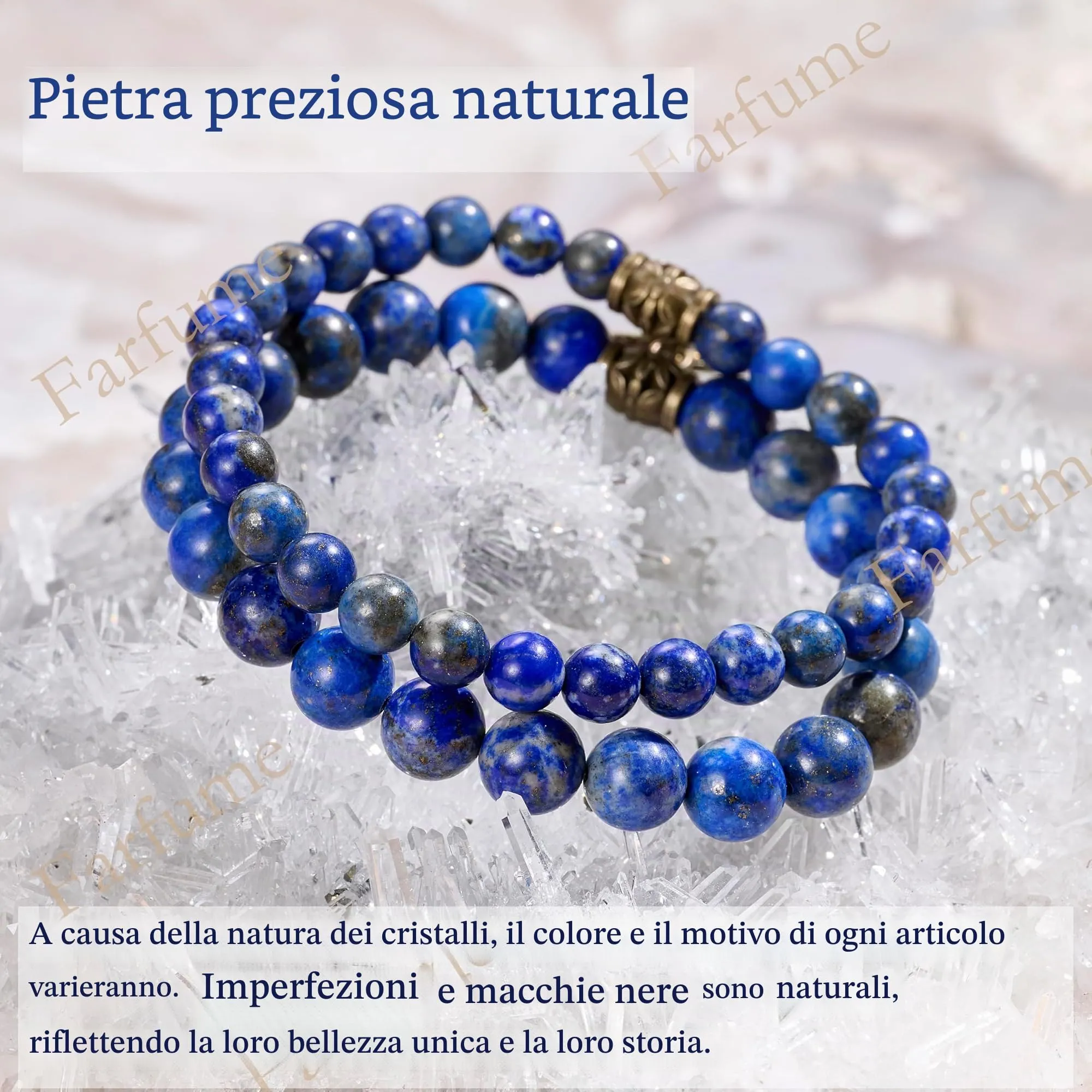 Farfume Bracciali Chakra in Pietre Naturali Lapis Lazuli e Life Tree, Set Doppio per Donne, Misura Media 18.5cm - immagine 5