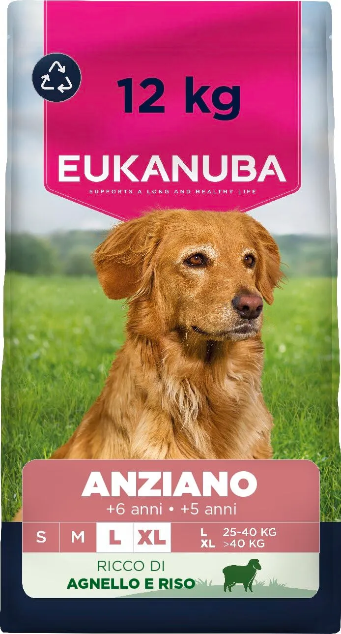 Eukanuba Crocchette per cani anziani taglia grande, agnello e riso, 12 kg - immagine 1