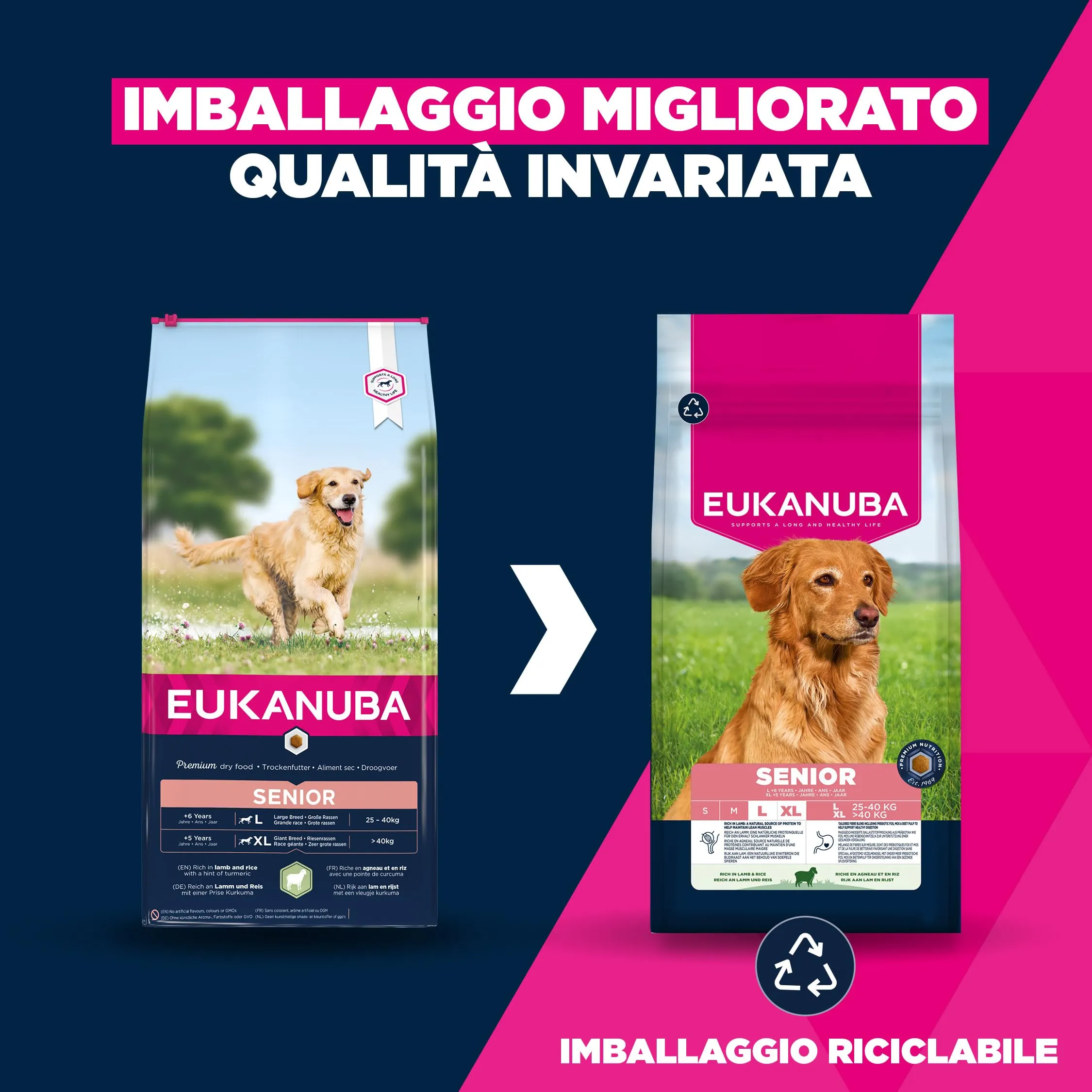 Eukanuba Crocchette per cani anziani taglia grande, agnello e riso, 12 kg - immagine 2