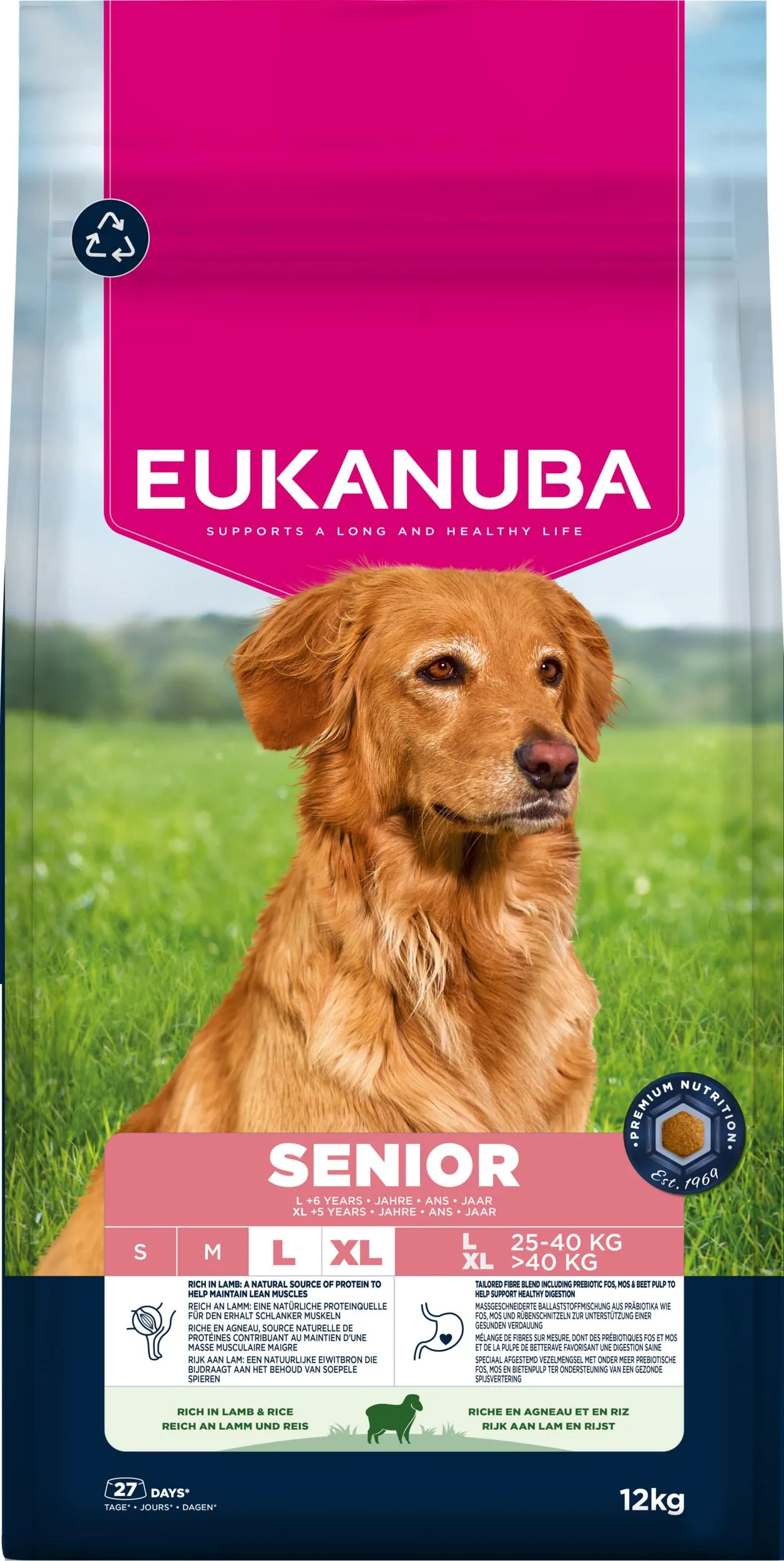 Eukanuba Crocchette per cani anziani taglia grande, agnello e riso, 12 kg - immagine 11