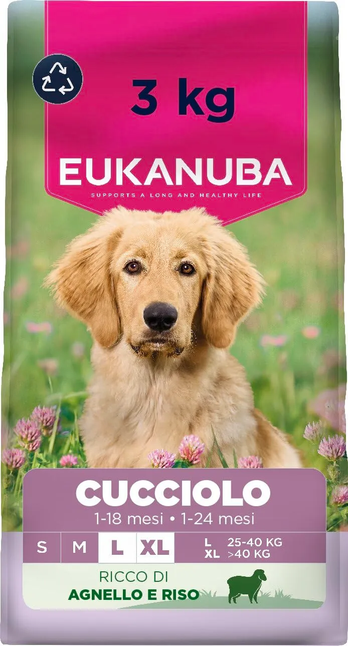 Eukanuba Crocchette per cuccioli taglia grande con agnello e riso, 3 kg - immagine 1