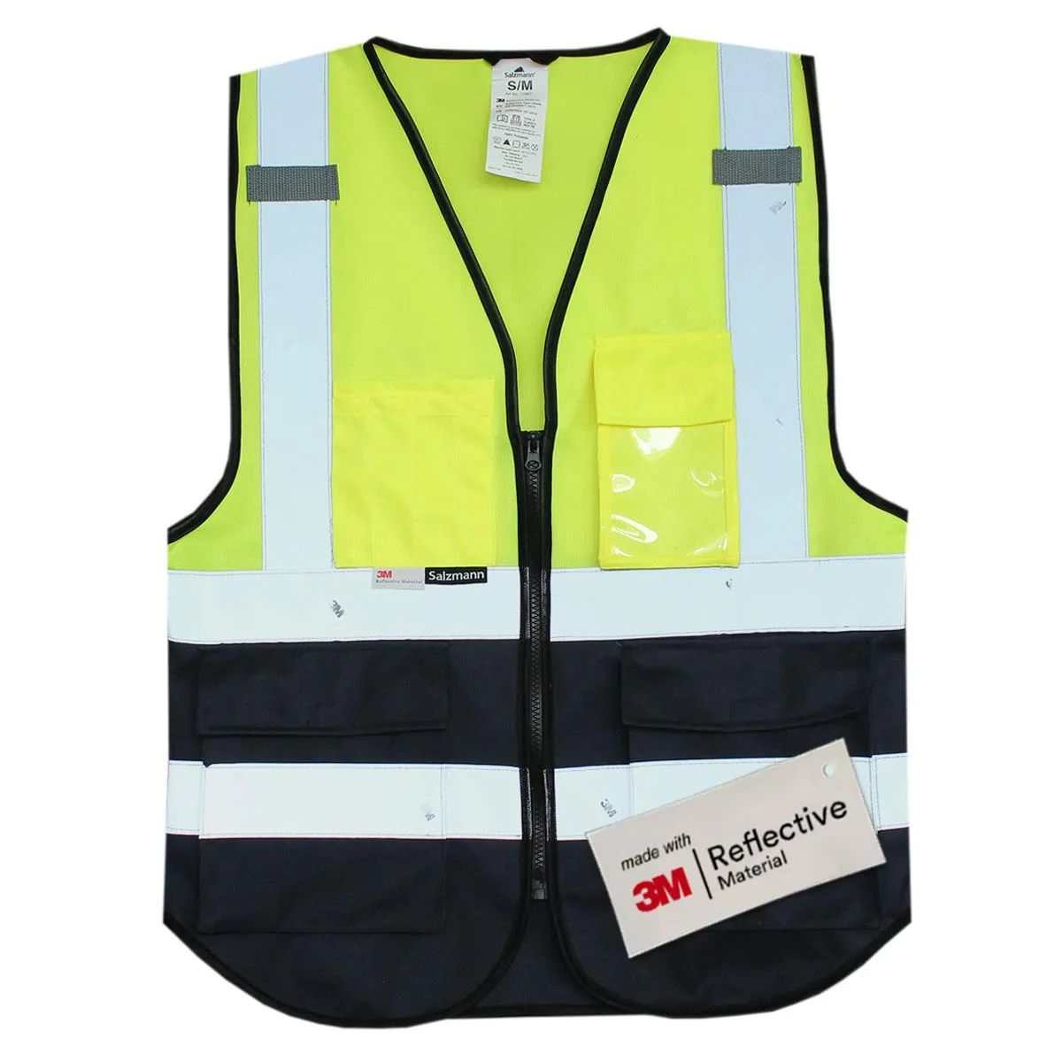 Salzmann Gilet ad alta visibilità riflettente, Giallo/Blu Navy, XXL-3XL - immagine 1
