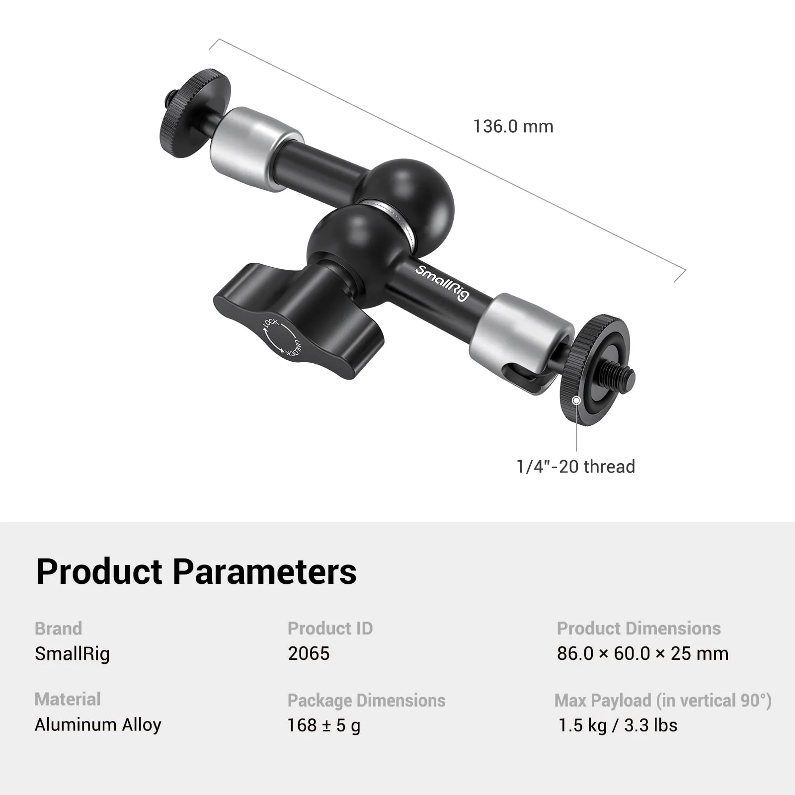 SmallRig Braccio Magico 5 Pollici Regolabile a 360° 2065 - immagine 7