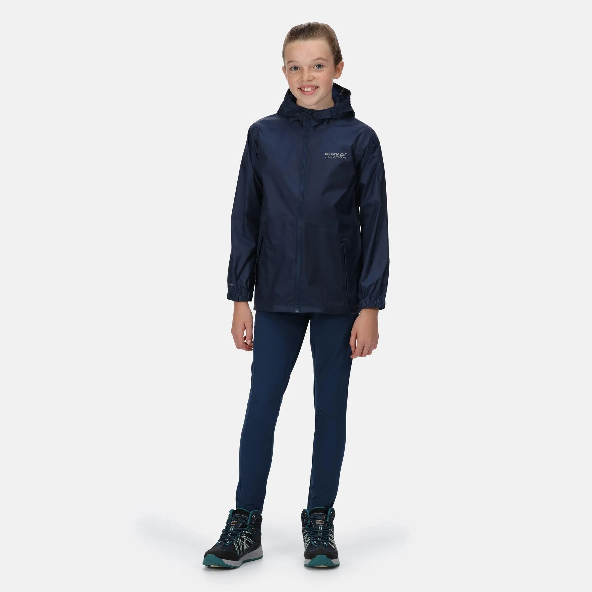 Regatta Pack-It III Waterproof Kids Jacket - Navy Blue - 5-6 Anni - immagine 2