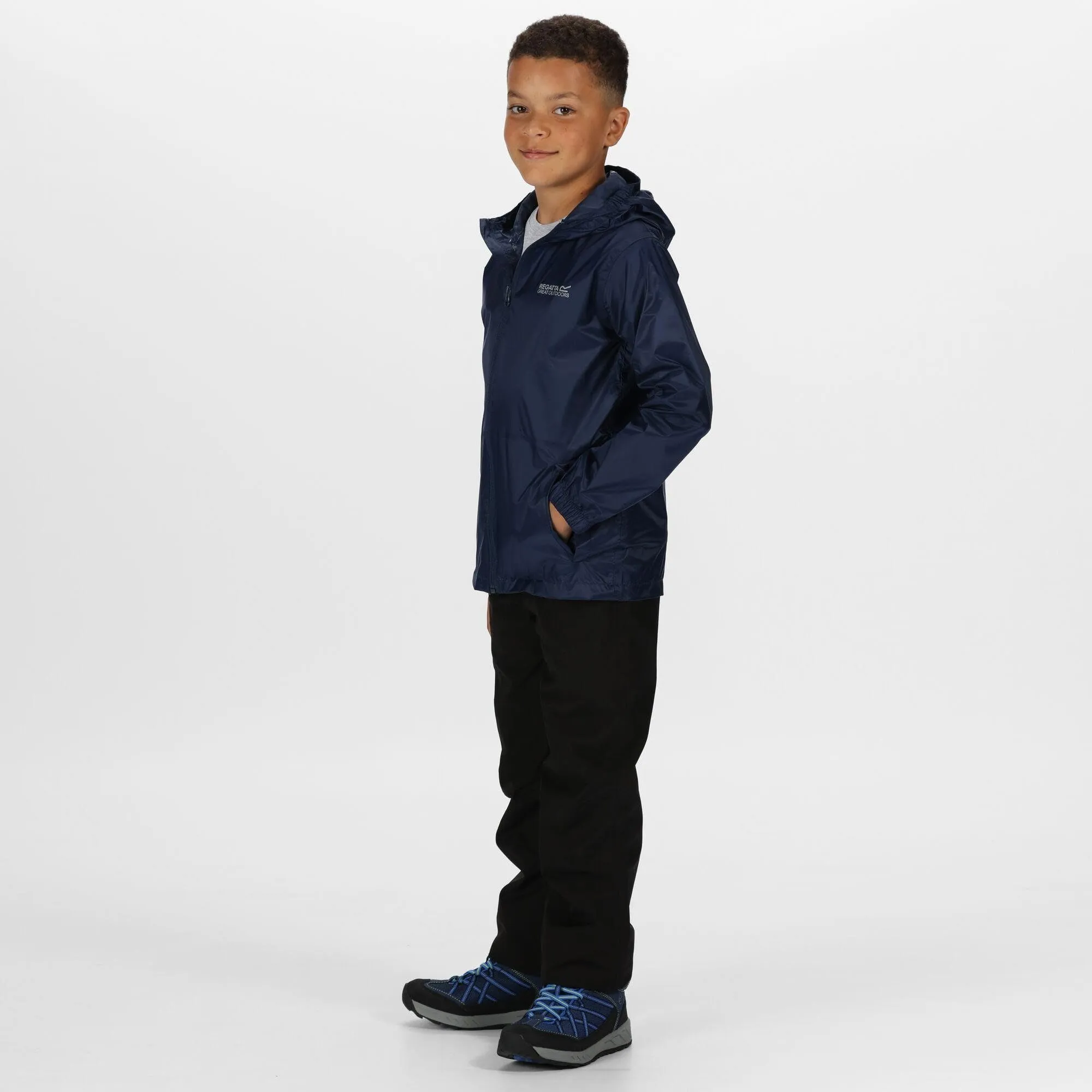 Regatta Pack-It III Waterproof Kids Jacket - Navy Blue - 5-6 Anni - immagine 4