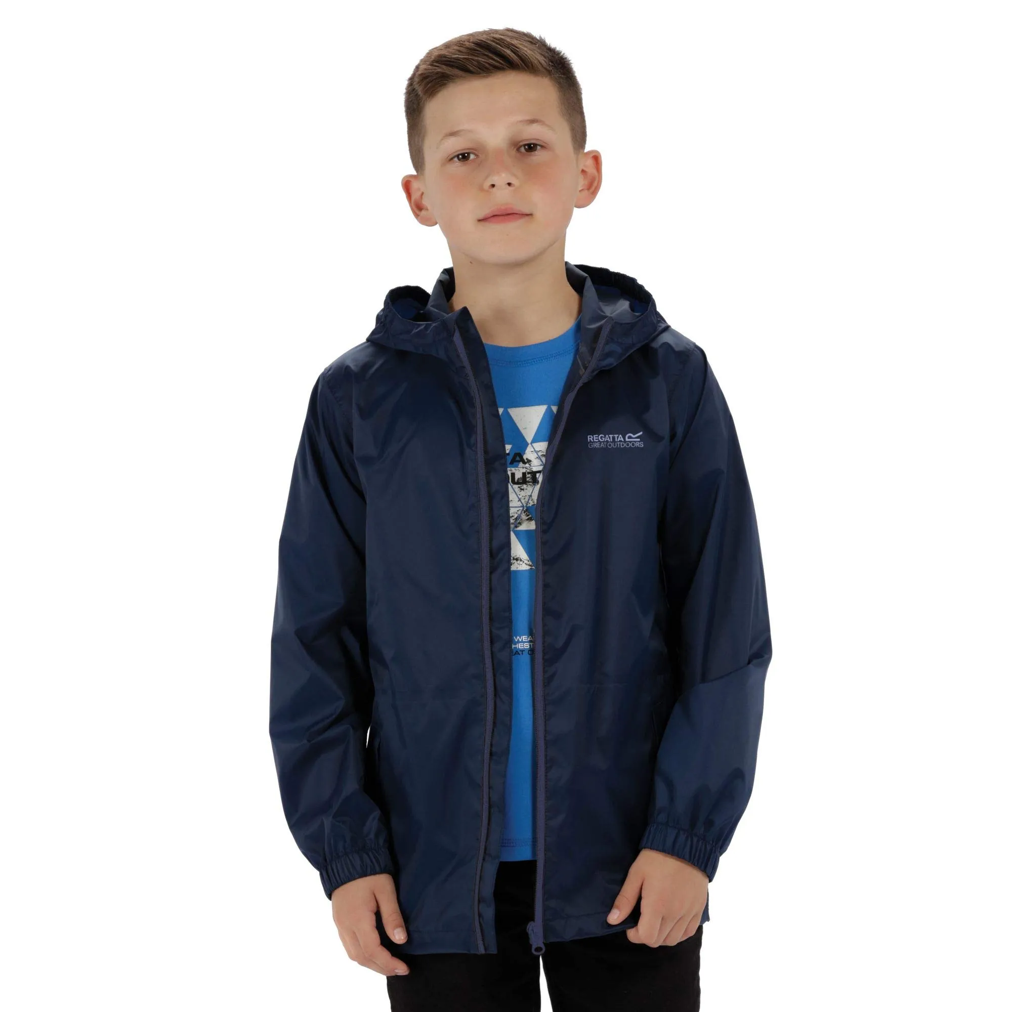 Regatta Pack-It III Waterproof Kids Jacket - Navy Blue - 5-6 Anni - immagine 6