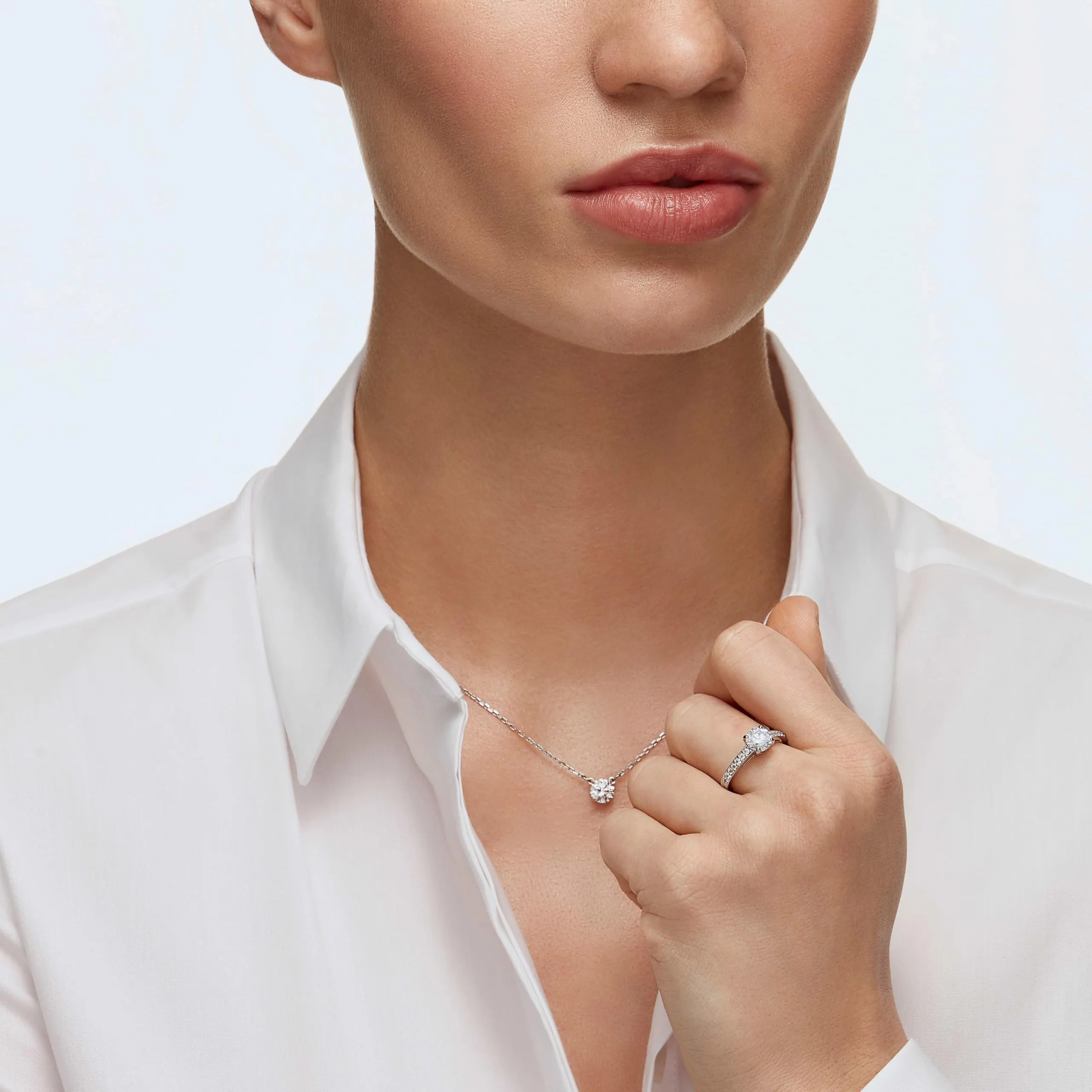 Swarovski Attract Necklace, Round Cut, White, Rhodium Plated - immagine 6