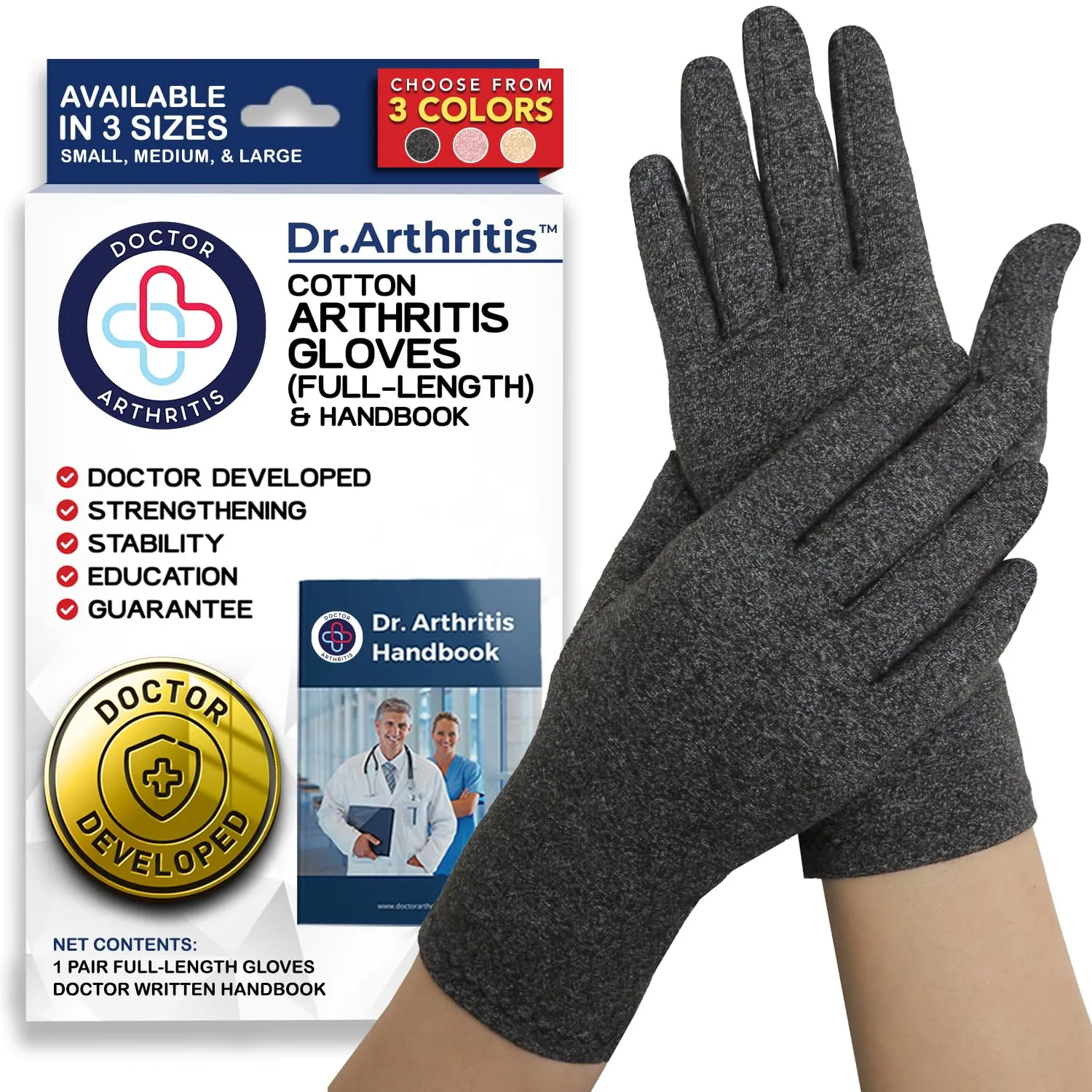 Dr. Arthritis Tutore Tunnel Carpale a Compressione, Guanti per Artrosi alle Mani (Grigio, Taglia L, 1 Paio) - immagine 1