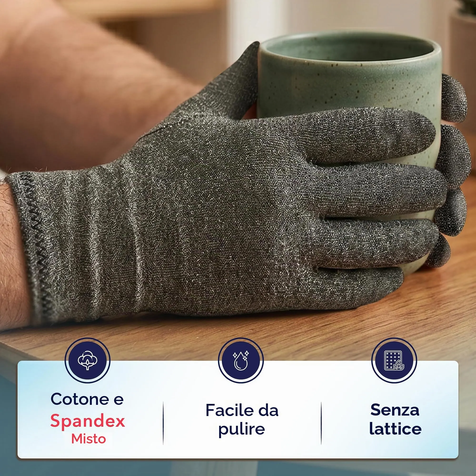 Dr. Arthritis Tutore Tunnel Carpale a Compressione, Guanti per Artrosi alle Mani (Grigio, Taglia L, 1 Paio) - immagine 5