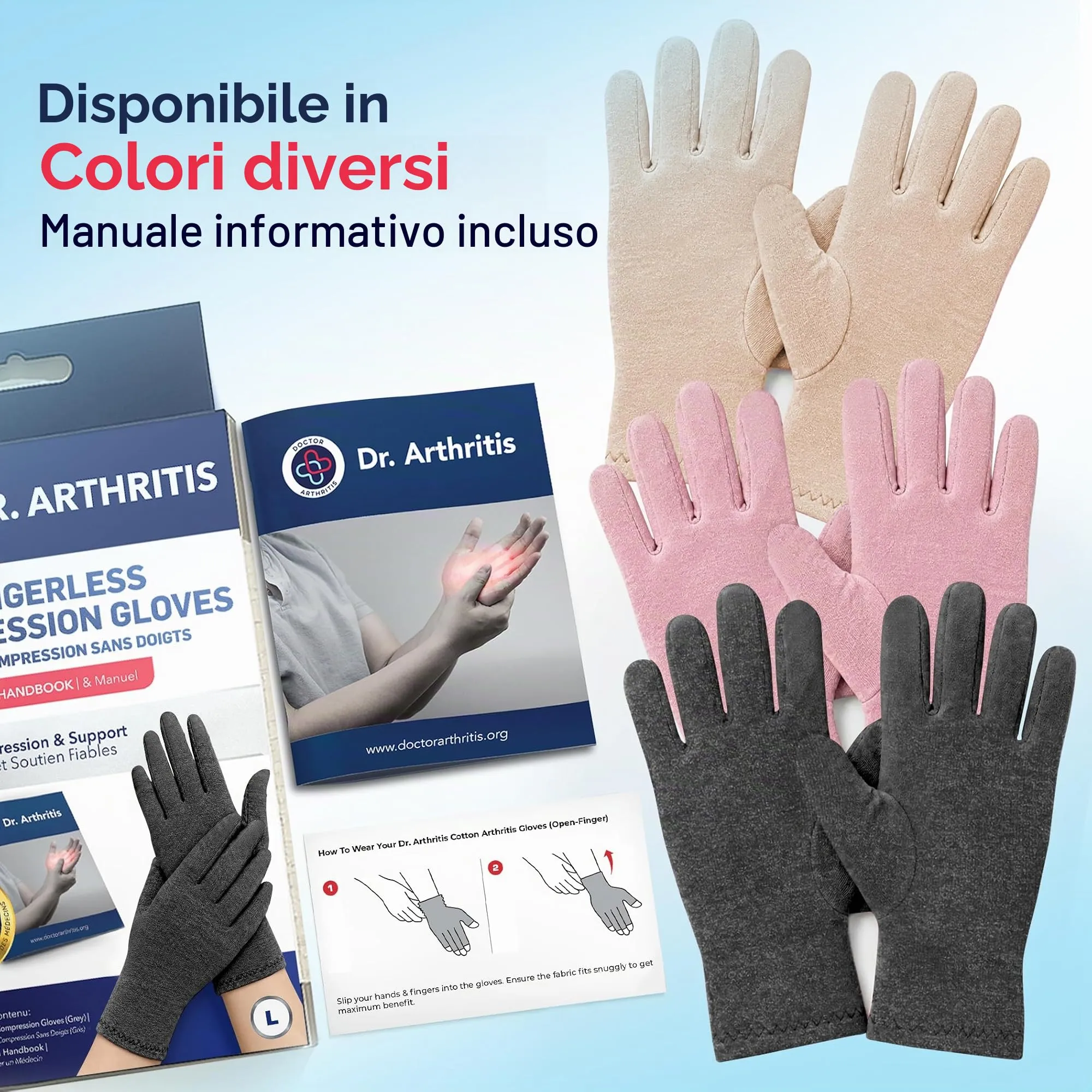 Dr. Arthritis Tutore Tunnel Carpale a Compressione, Guanti per Artrosi alle Mani (Grigio, Taglia L, 1 Paio) - immagine 8