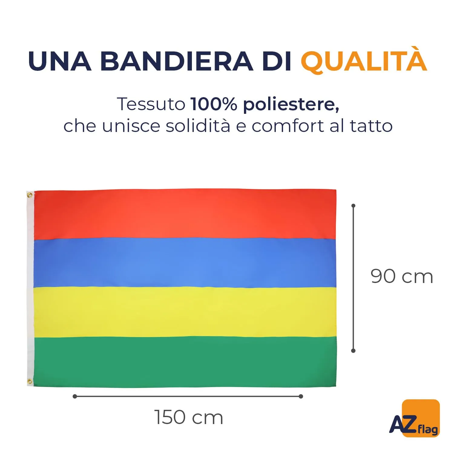 AZ FLAG Bandiera Mauritius 150x90 cm Poliestere Leggero 2 Occhielli - immagine 2
