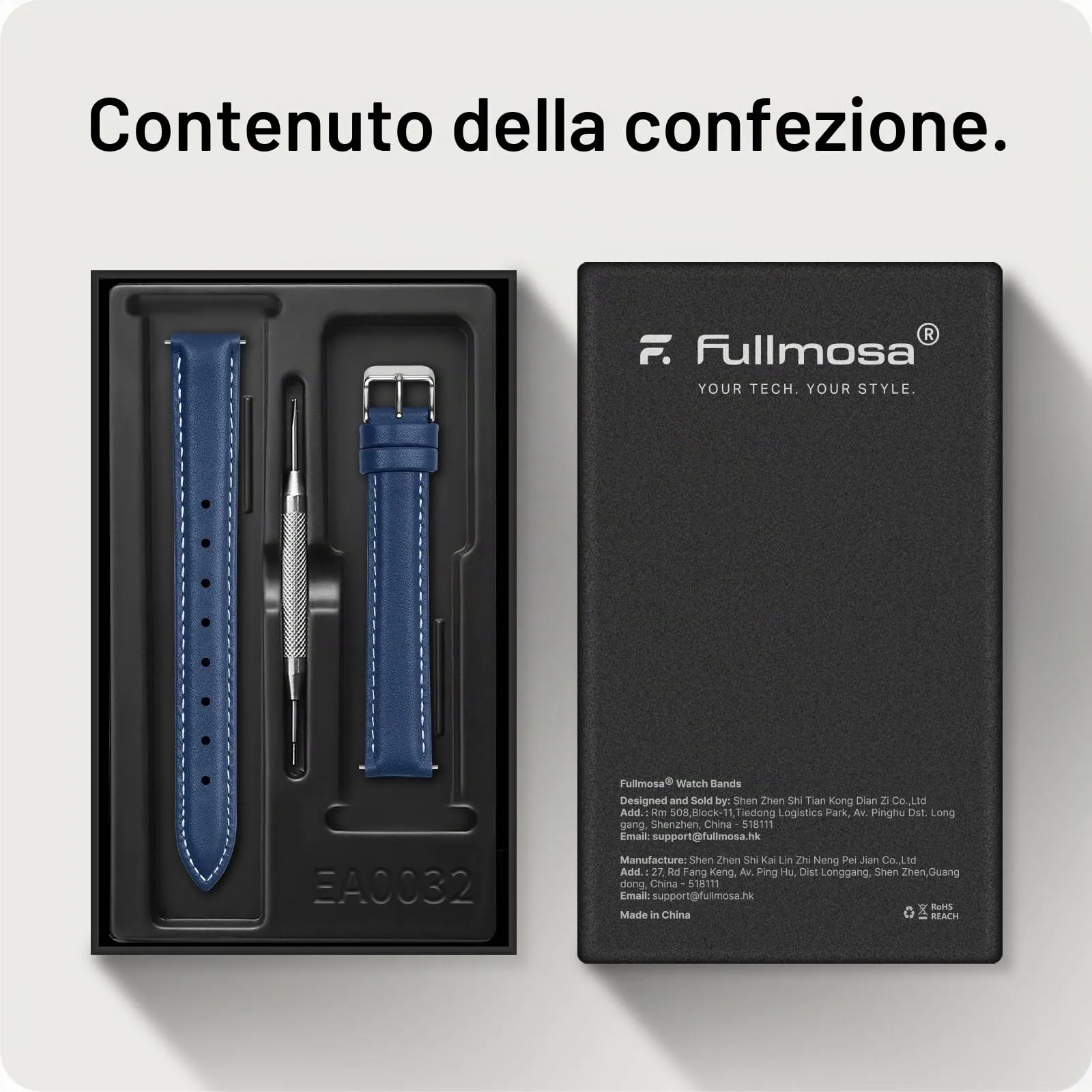 Fullmosa Cinturino per Orologio 16mm in Pelle a Sgancio Rapido, Blu Scuro - immagine 6