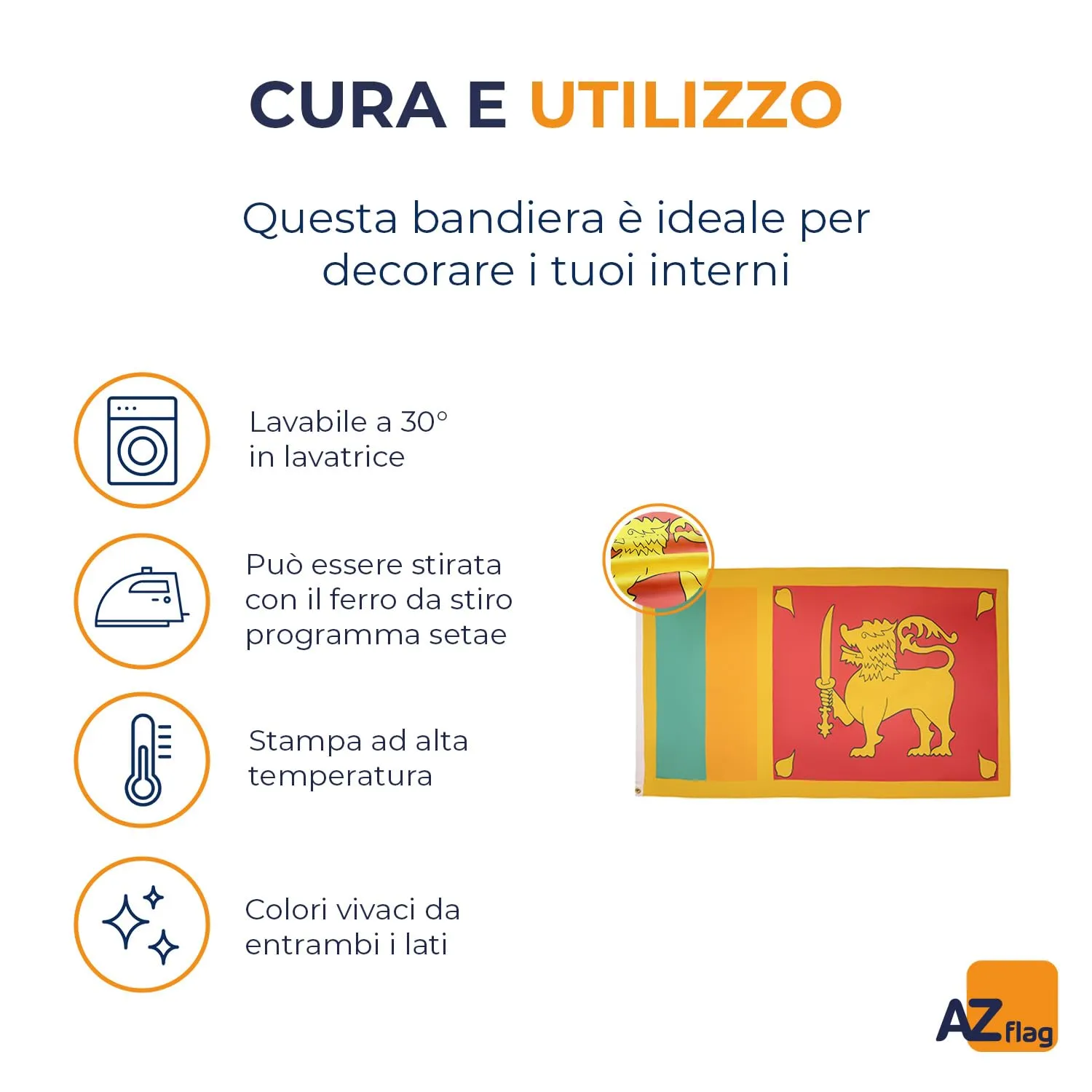 AZ FLAG Bandiera Sri Lanka 150x90 cm Poliestere Leggero con Occhielli - immagine 5