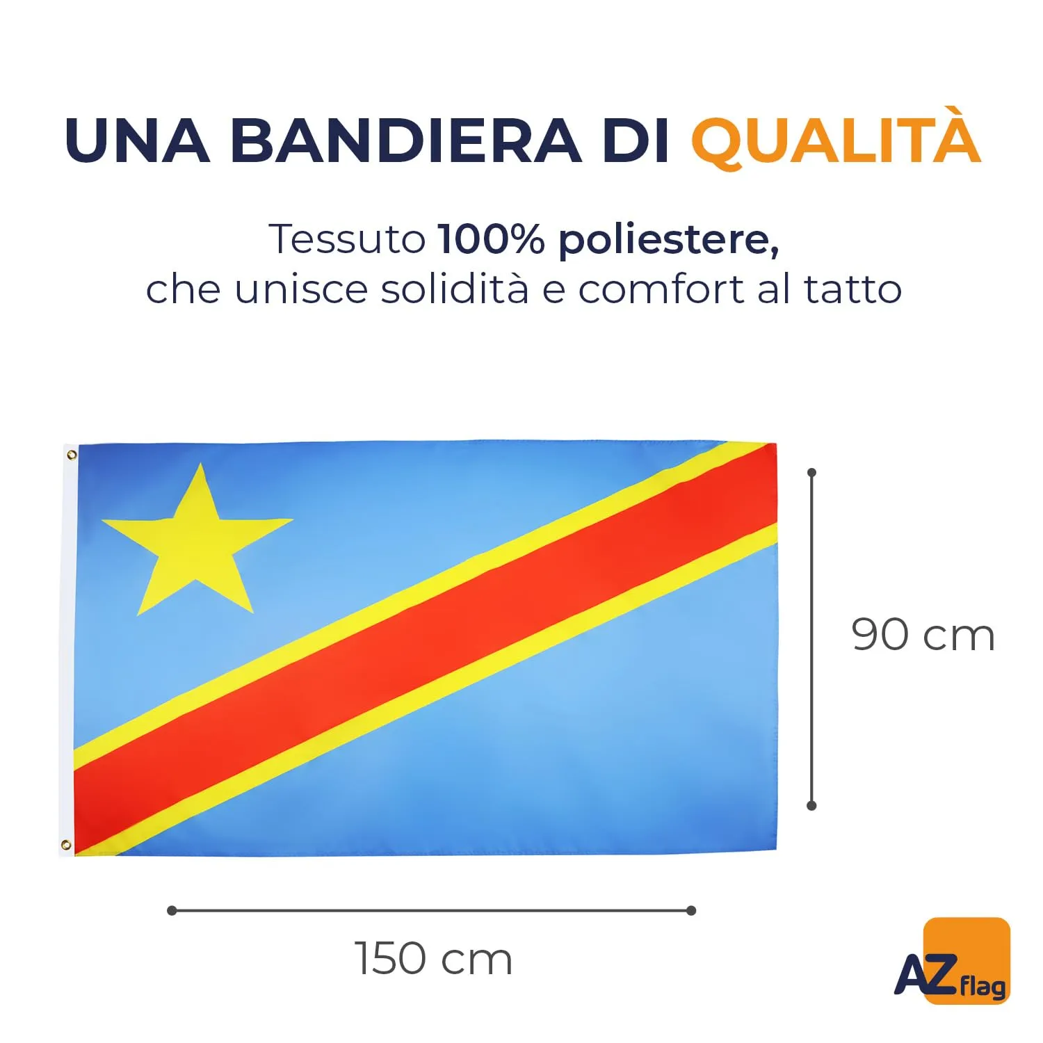 AZ FLAG Bandiera Repubblica Democratica del Congo 150x90 cm 2 Occhielli - immagine 2