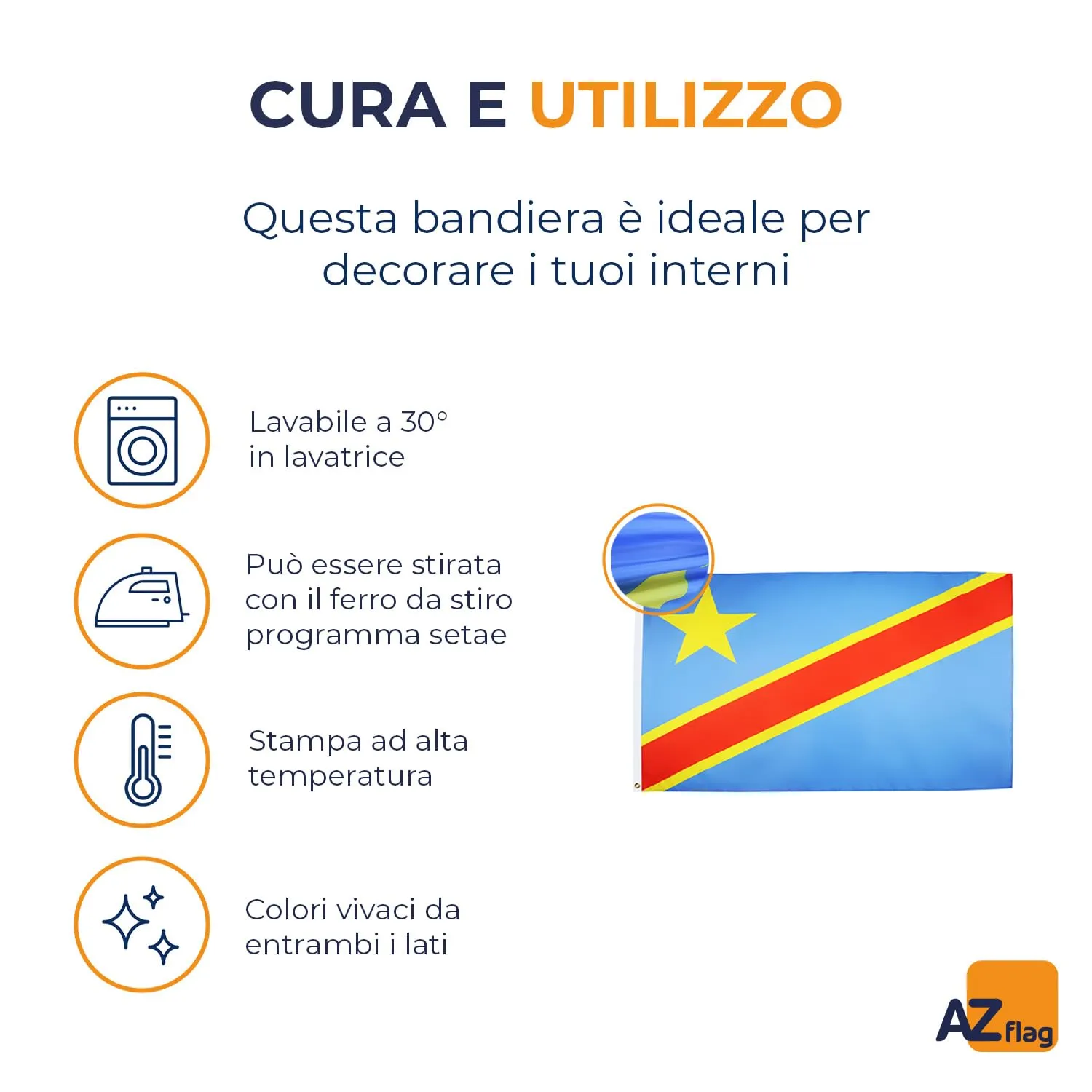 AZ FLAG Bandiera Repubblica Democratica del Congo 150x90 cm 2 Occhielli - immagine 5