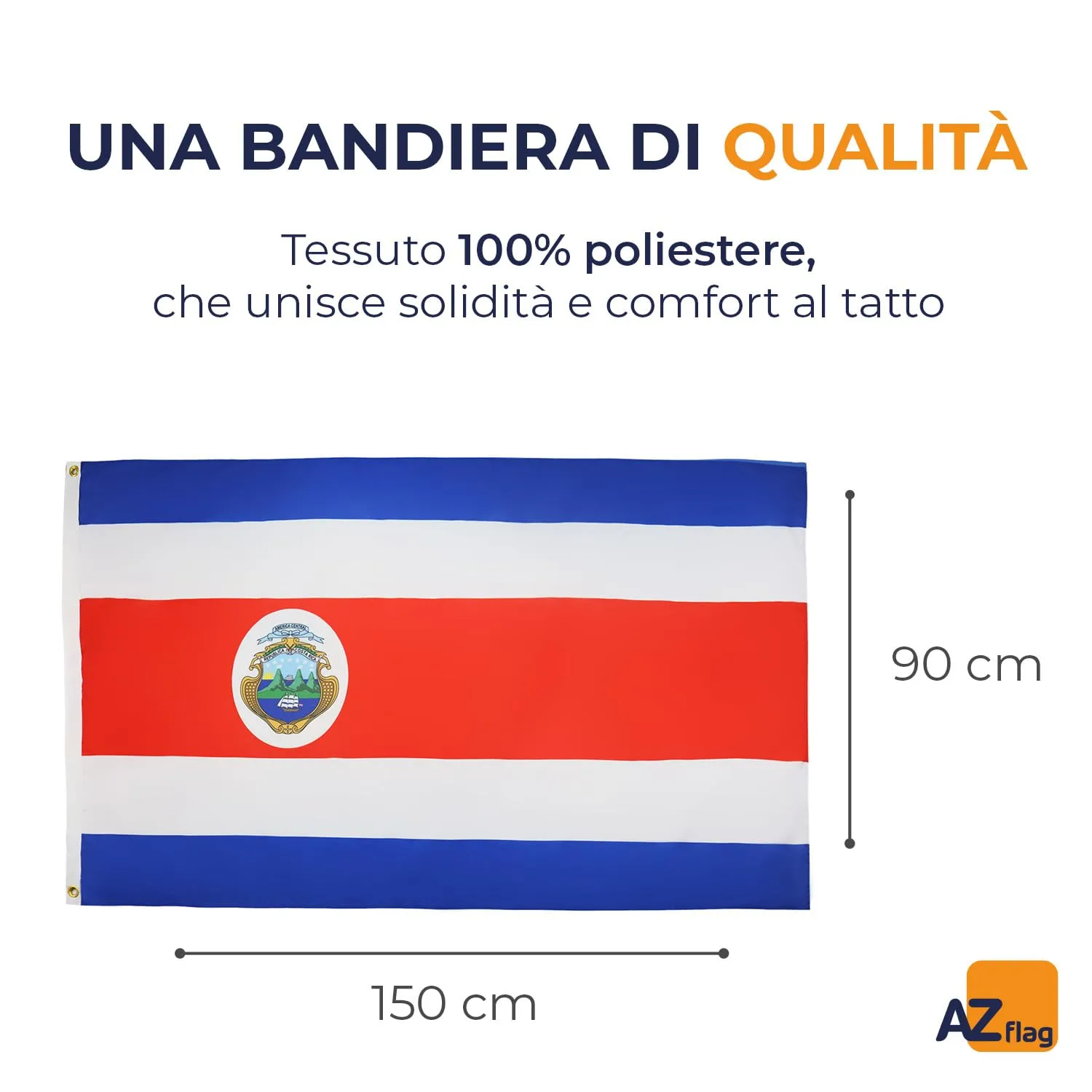 AZ FLAG Bandiera Costa Rica 150x90 cm in Poliestere Leggero con Occhielli - immagine 2