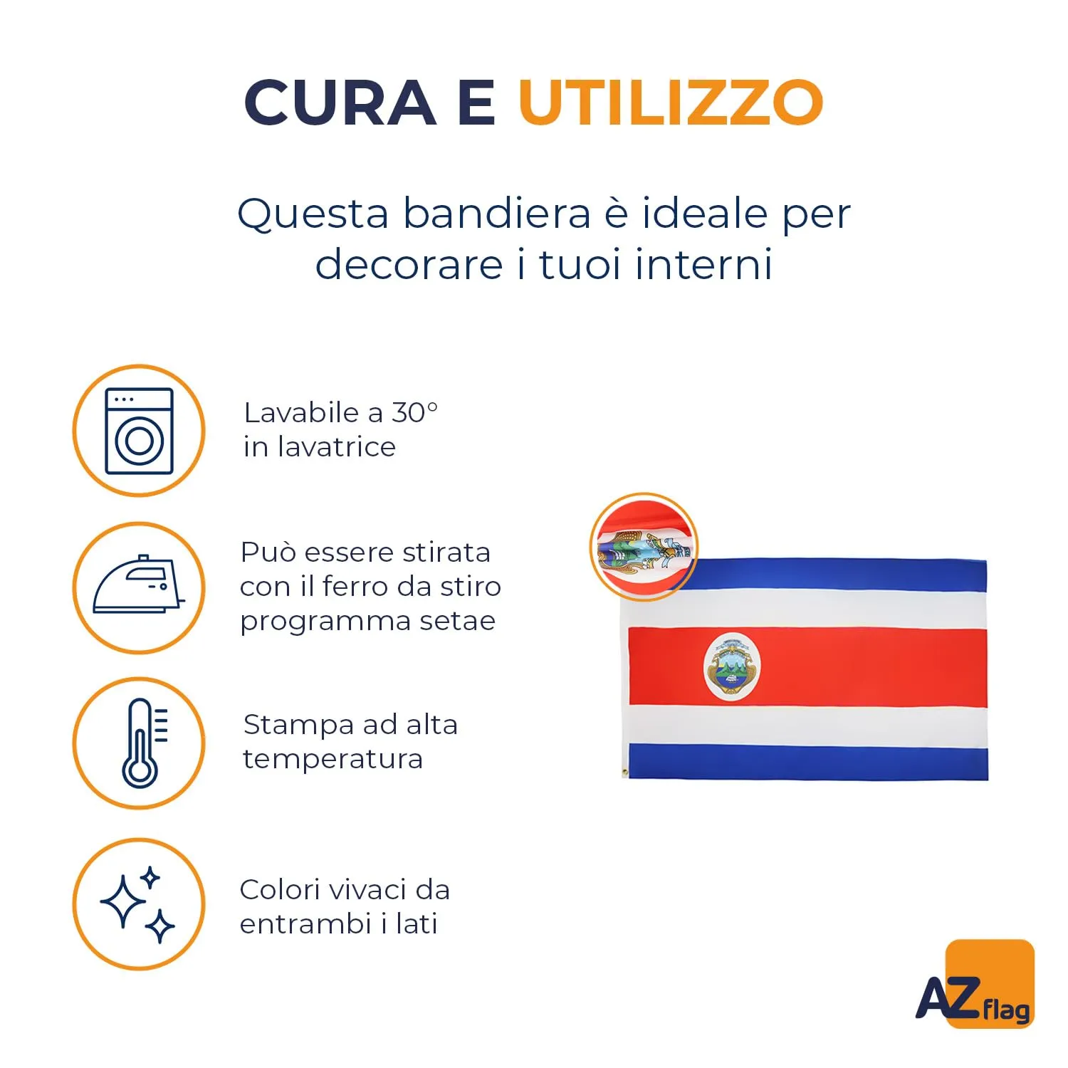 AZ FLAG Bandiera Costa Rica 150x90 cm in Poliestere Leggero con Occhielli - immagine 5