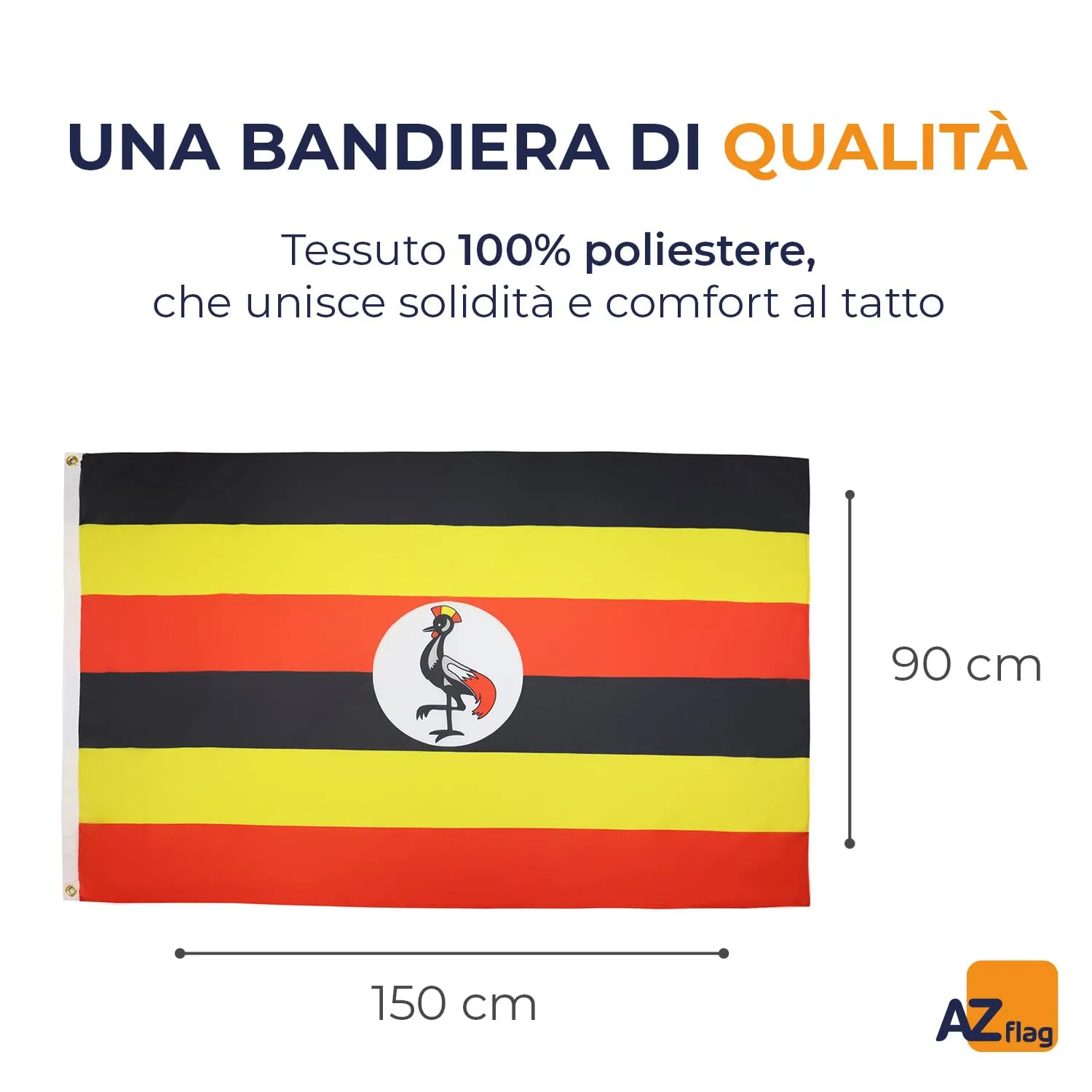 AZ FLAG Bandiera Uganda 150x90 cm in Poliestere leggero con 2 Occhielli - immagine 2