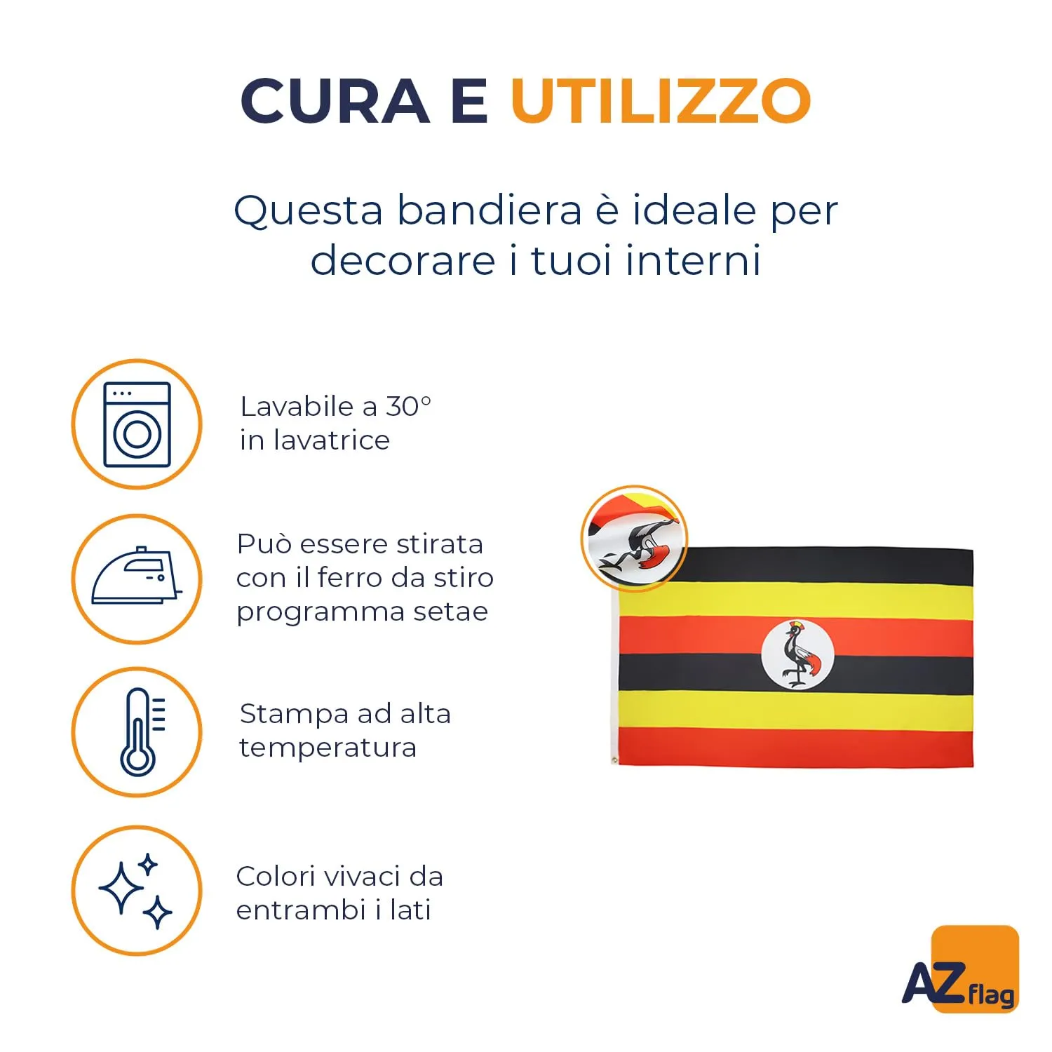 AZ FLAG Bandiera Uganda 150x90 cm in Poliestere leggero con 2 Occhielli - immagine 5