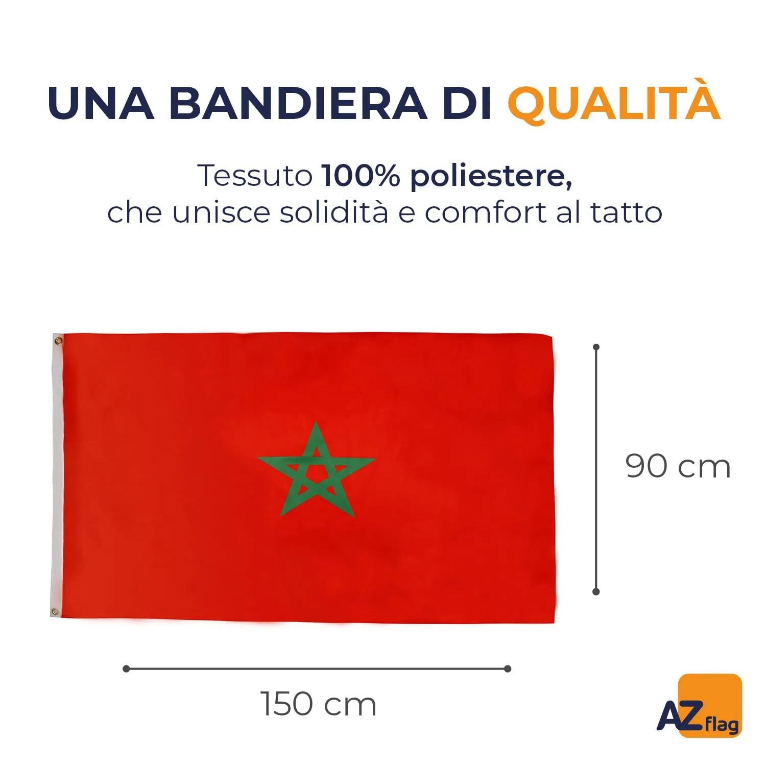 AZ FLAG Bandiera Marocco 150x90 cm Poliestere Leggero con Occhielli - immagine 2