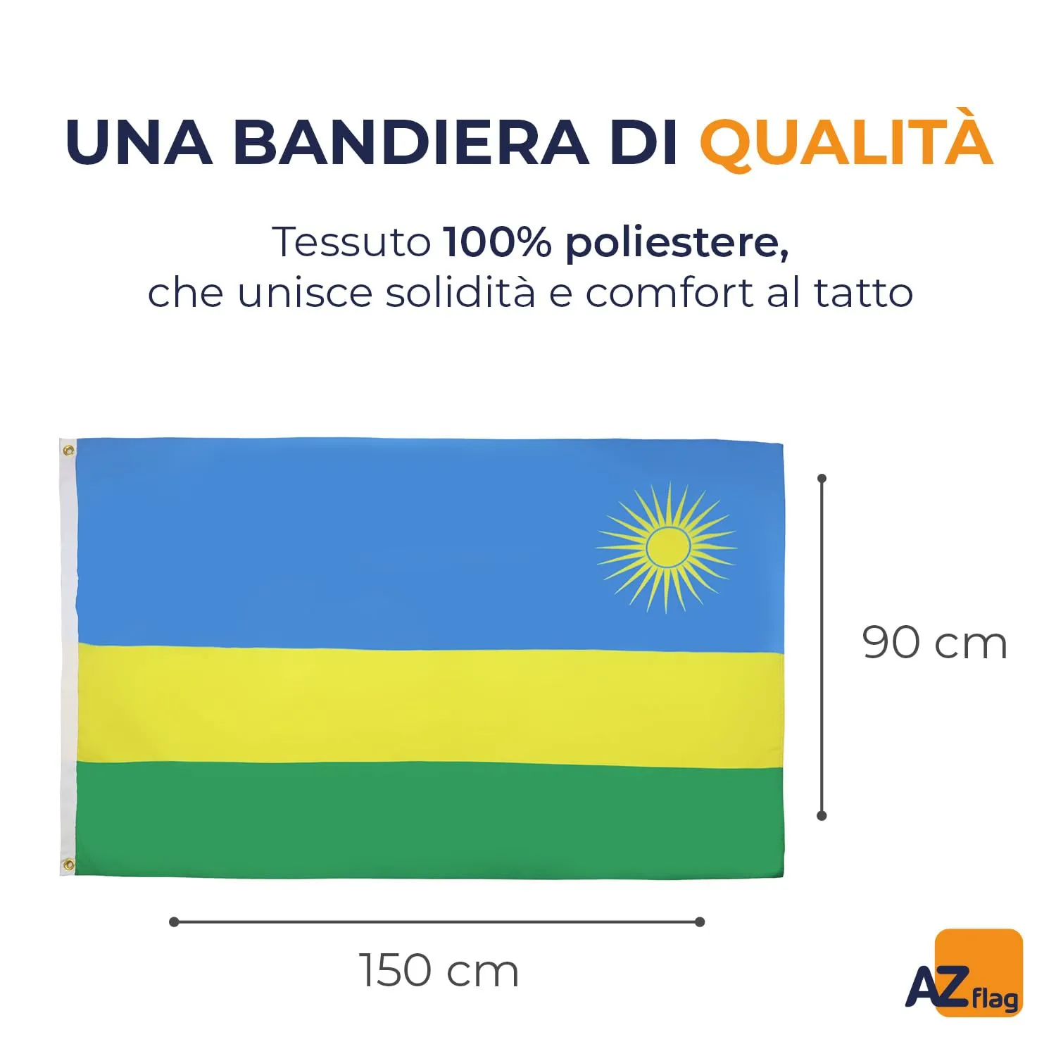 AZ FLAG Bandiera Ruanda 150x90 cm in Poliestere Leggero con 2 Occhielli - immagine 2