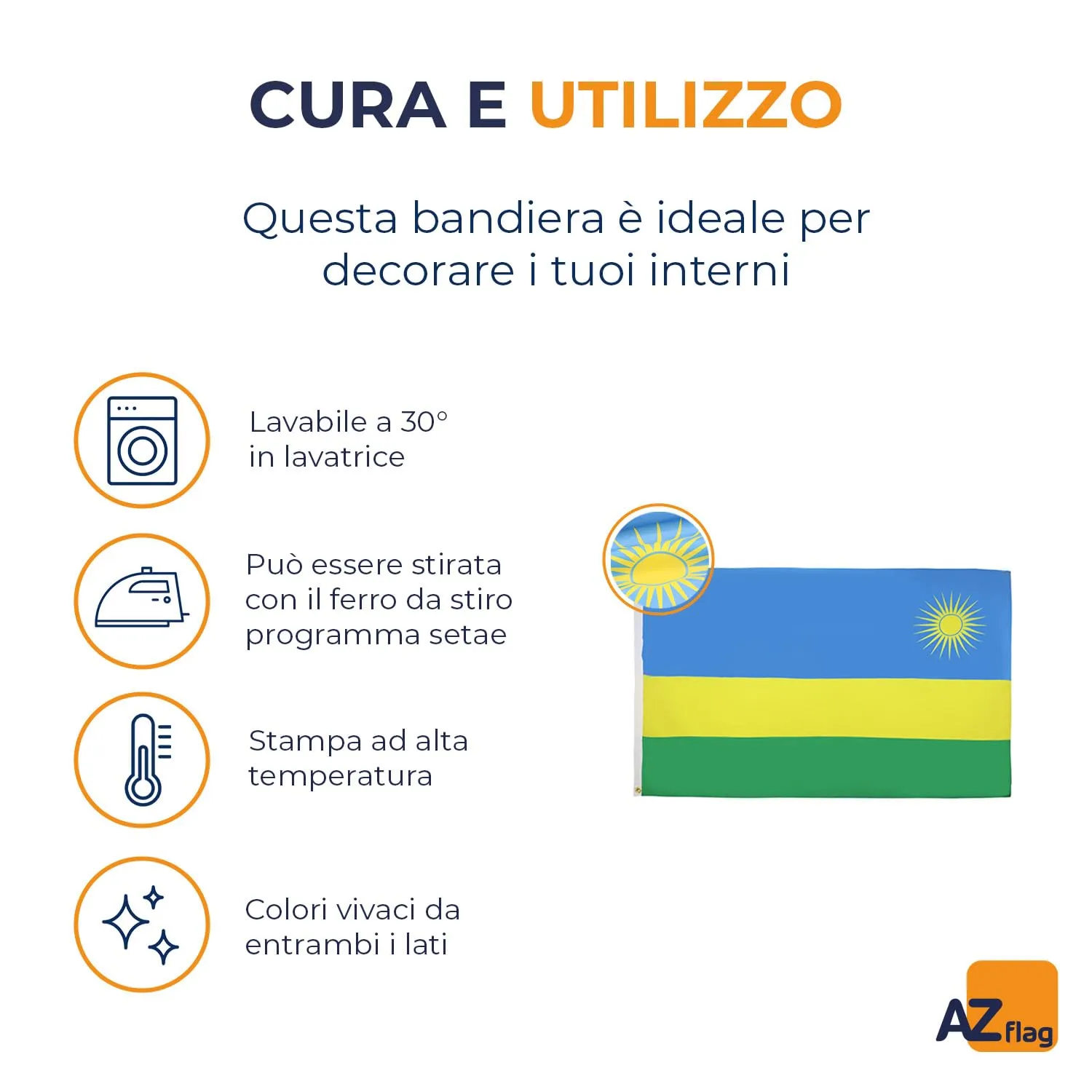 AZ FLAG Bandiera Ruanda 150x90 cm in Poliestere Leggero con 2 Occhielli - immagine 5