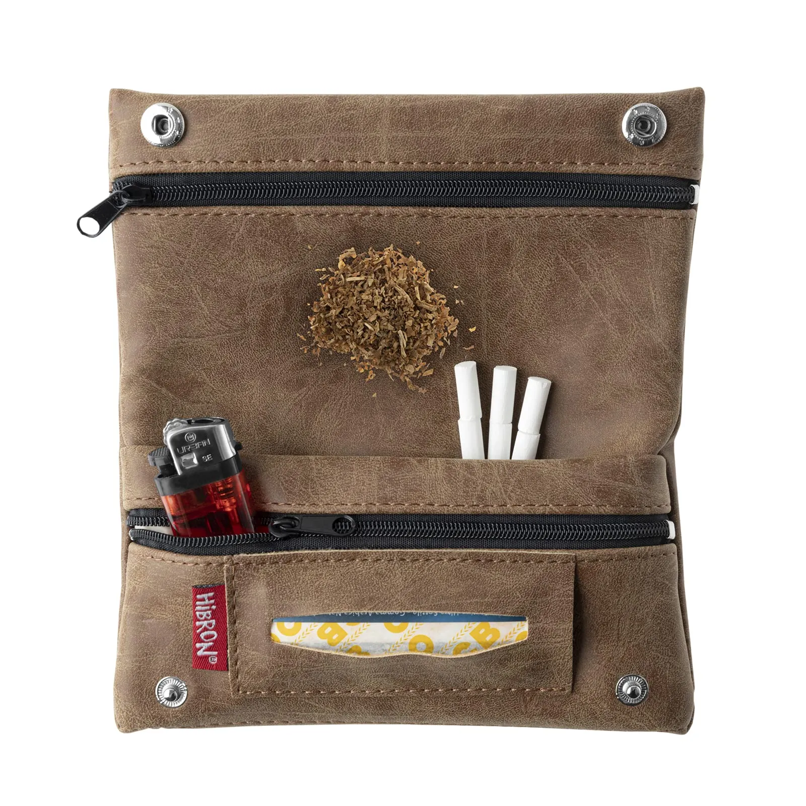 HIBRON Porta Tabacco Borsello in Vera Pelle 58105 Marrone - immagine 2