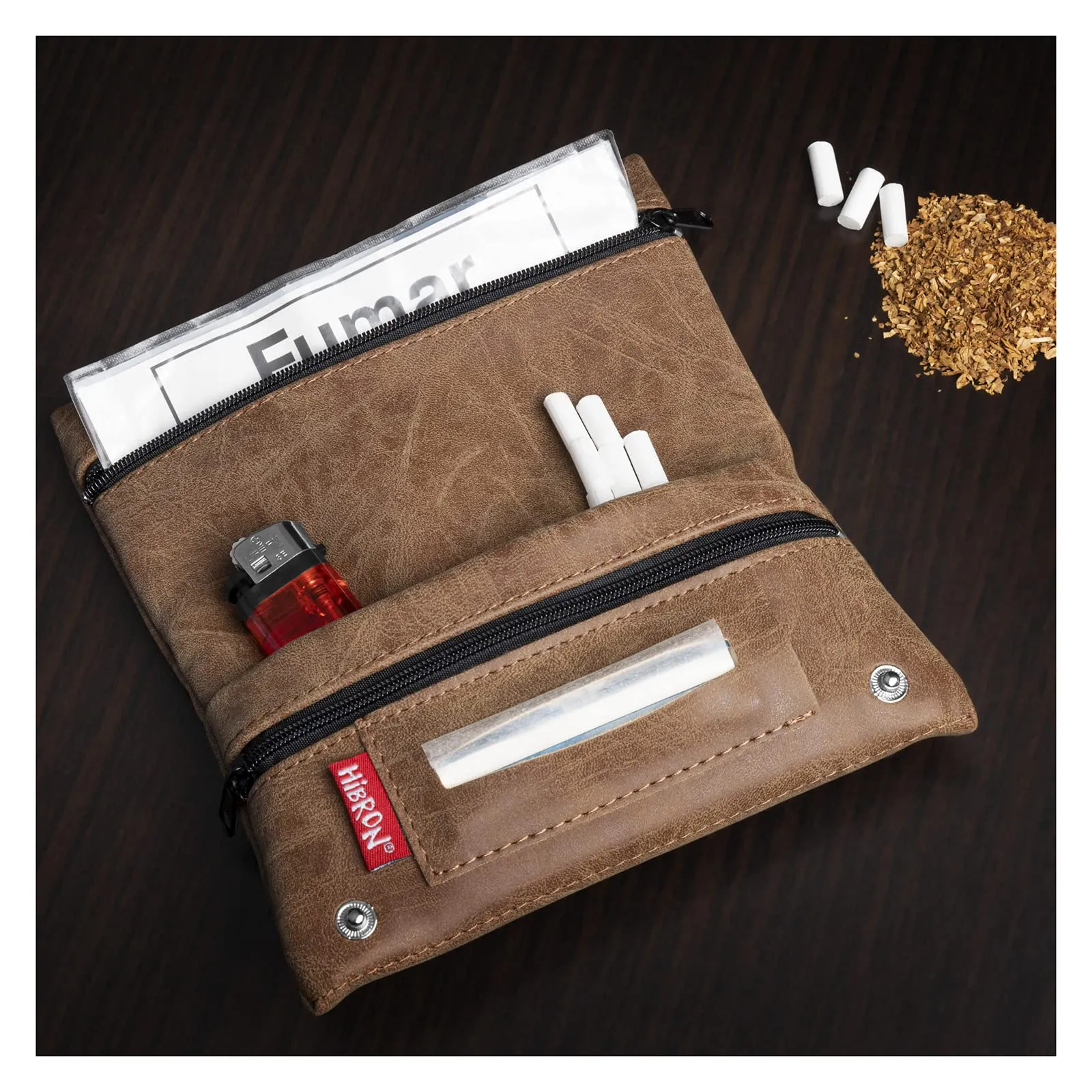 HIBRON Porta Tabacco Borsello in Vera Pelle 58105 Marrone - immagine 6
