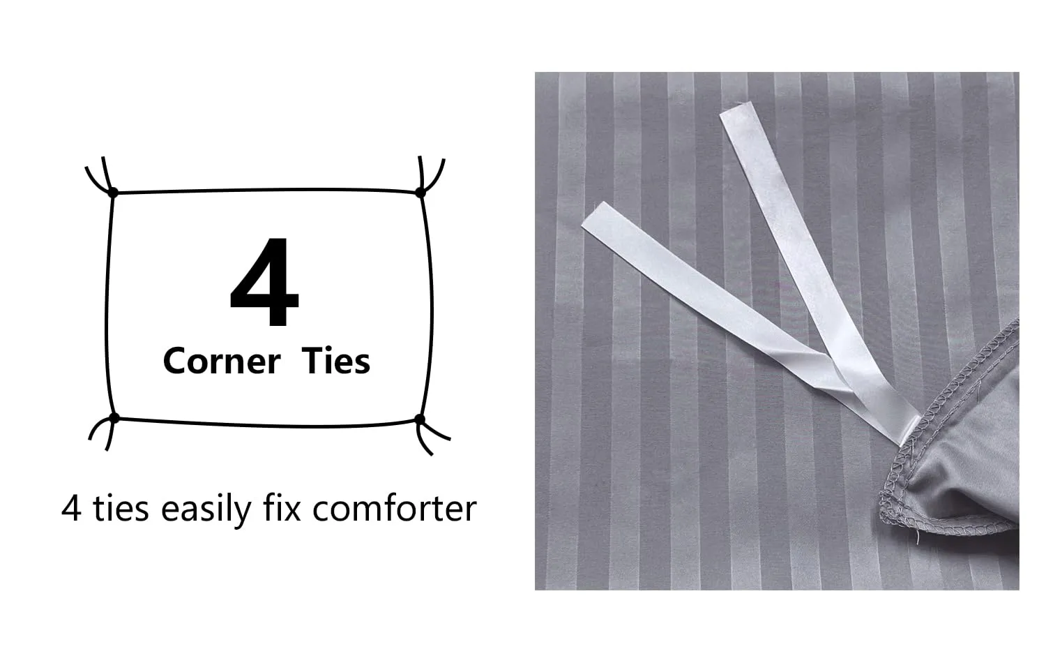 Amazon Basics Set Copripiumino Singolo in Microfibra a Righe, 2 Pezzi (135 x 200 cm e Federa 80 x 80 cm), Grigio Scuro - immagine 4