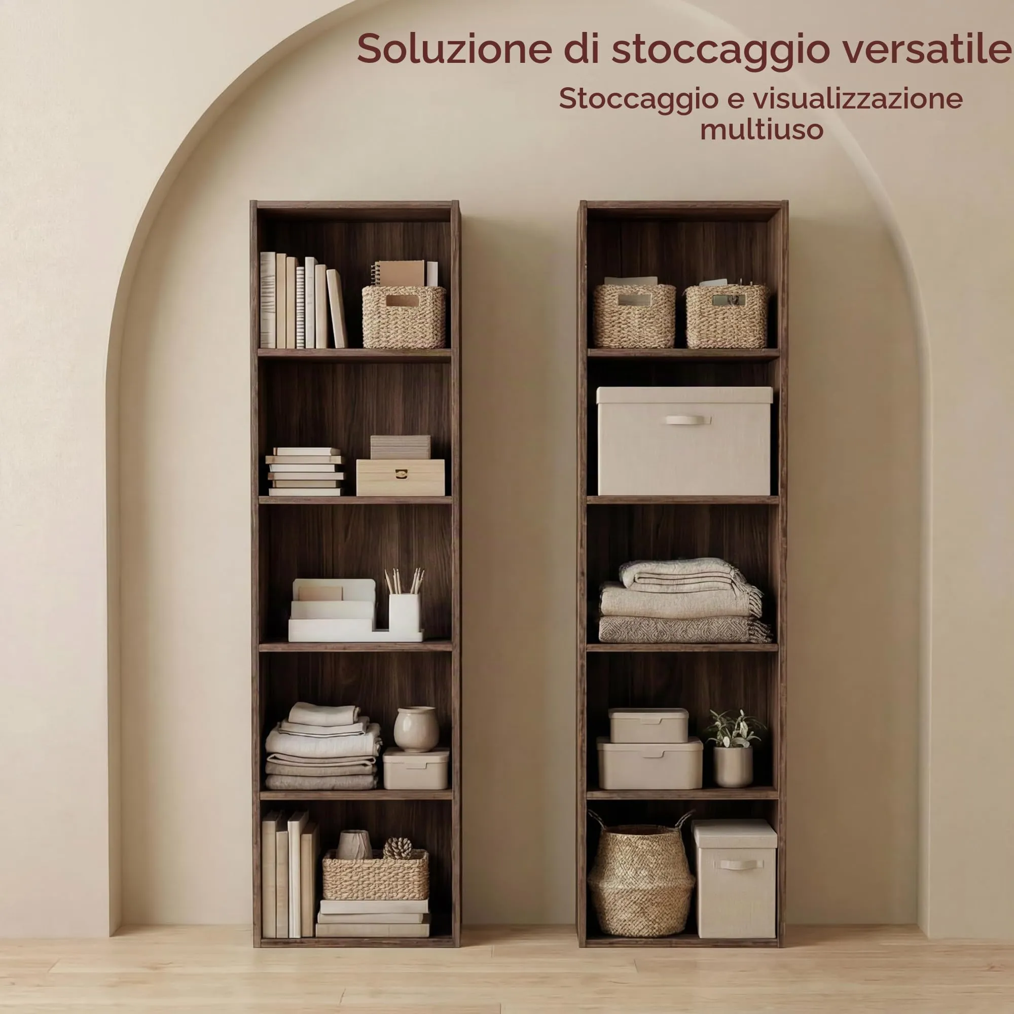 Vida Designs Oxford Libreria a Cubo 5 Ripiani, H132xW32xD24cm (Noce) - immagine 3