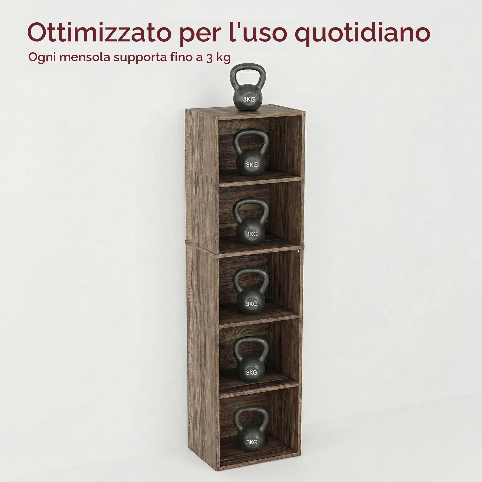 Vida Designs Oxford Libreria a Cubo 5 Ripiani, H132xW32xD24cm (Noce) - immagine 4