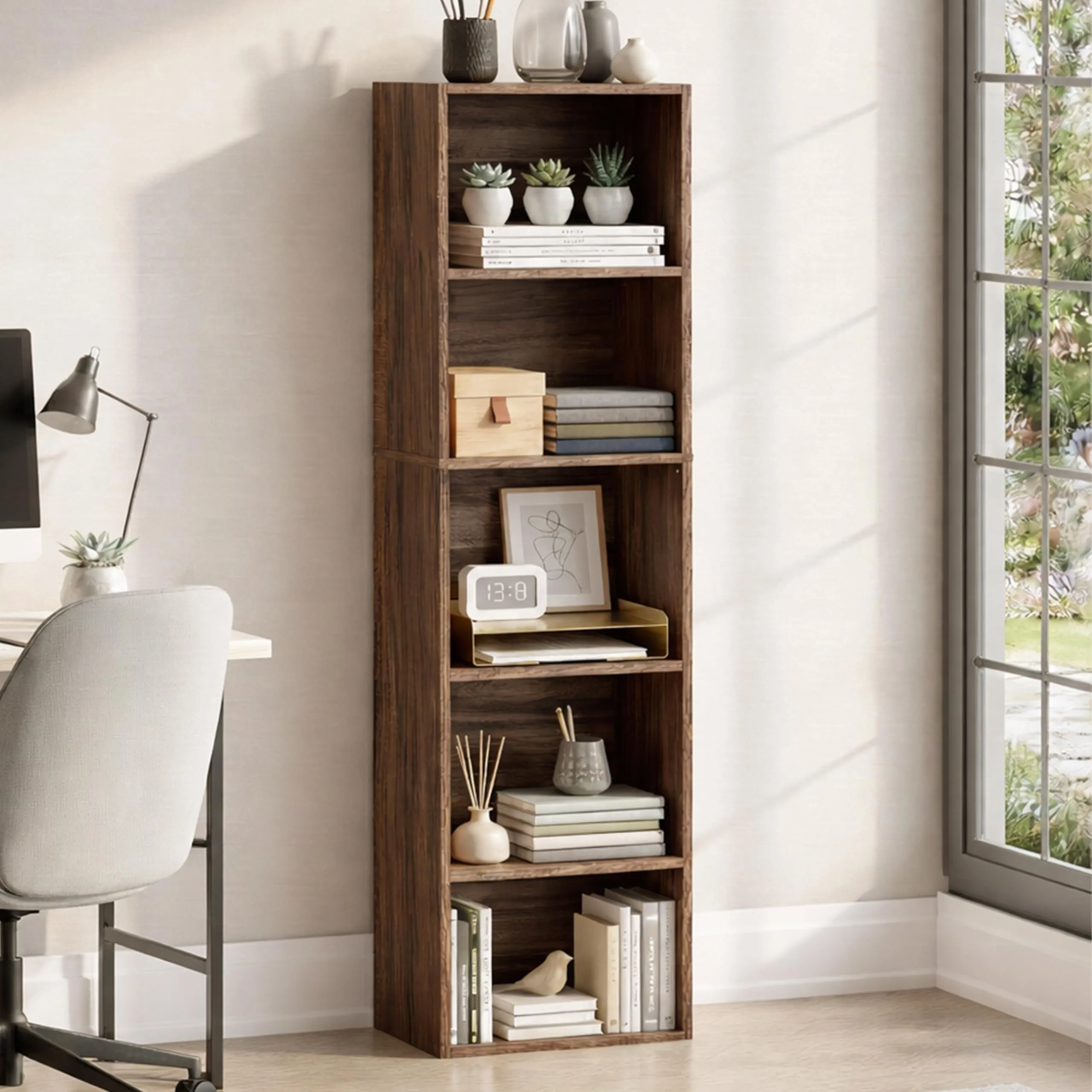 Vida Designs Oxford Libreria a Cubo 5 Ripiani, H132xW32xD24cm (Noce) - immagine 8