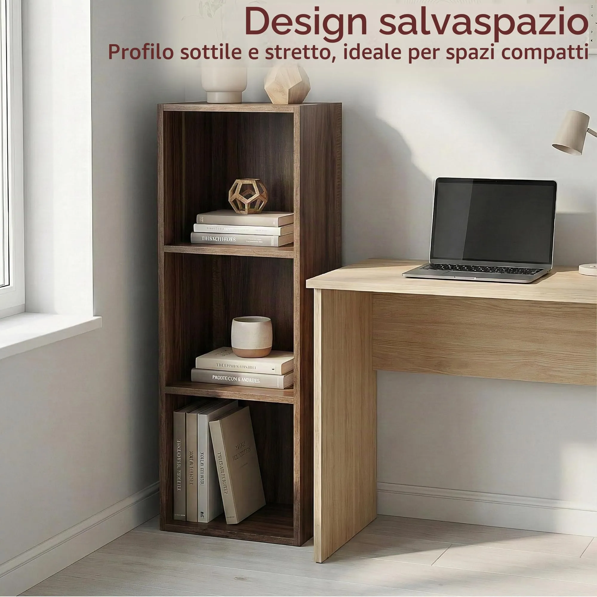 Vida Designs Oxford Libreria a cubi a 3 Ripiani in Legno, Noce - immagine 2