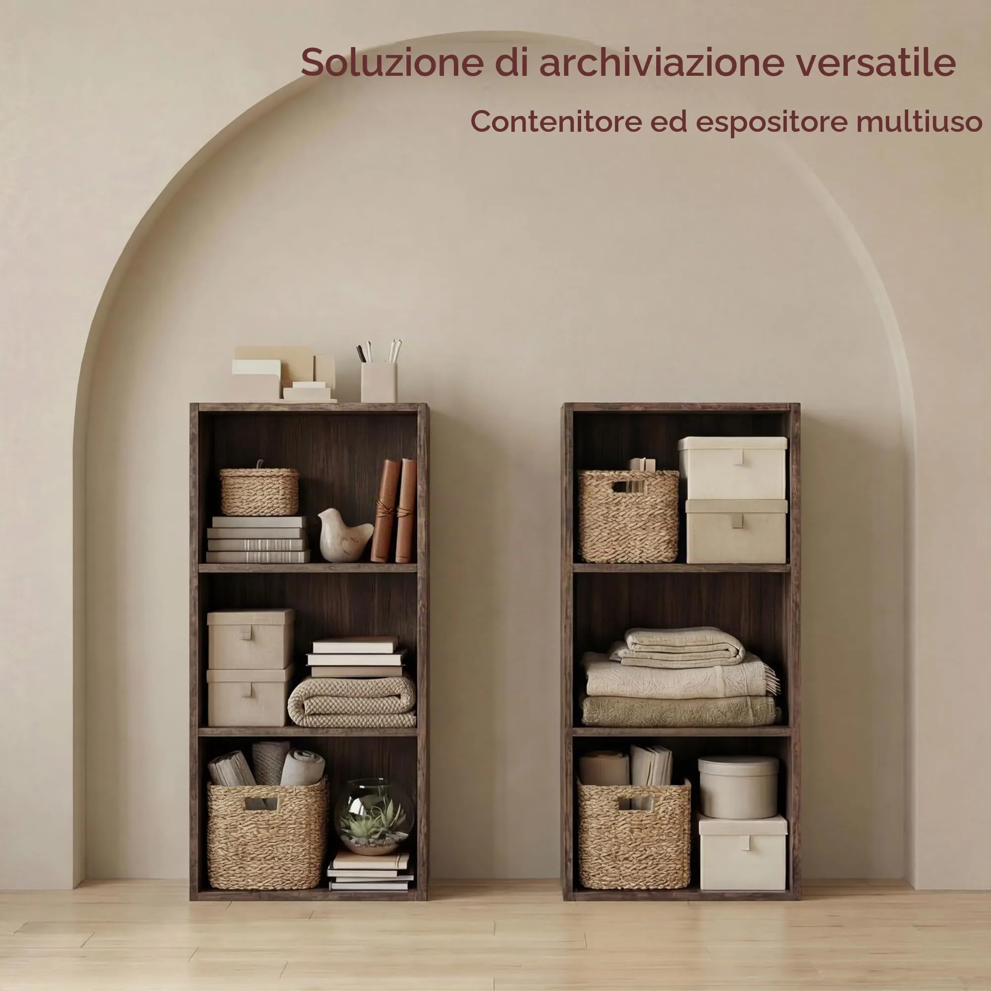 Vida Designs Oxford Libreria a cubi a 3 Ripiani in Legno, Noce - immagine 3