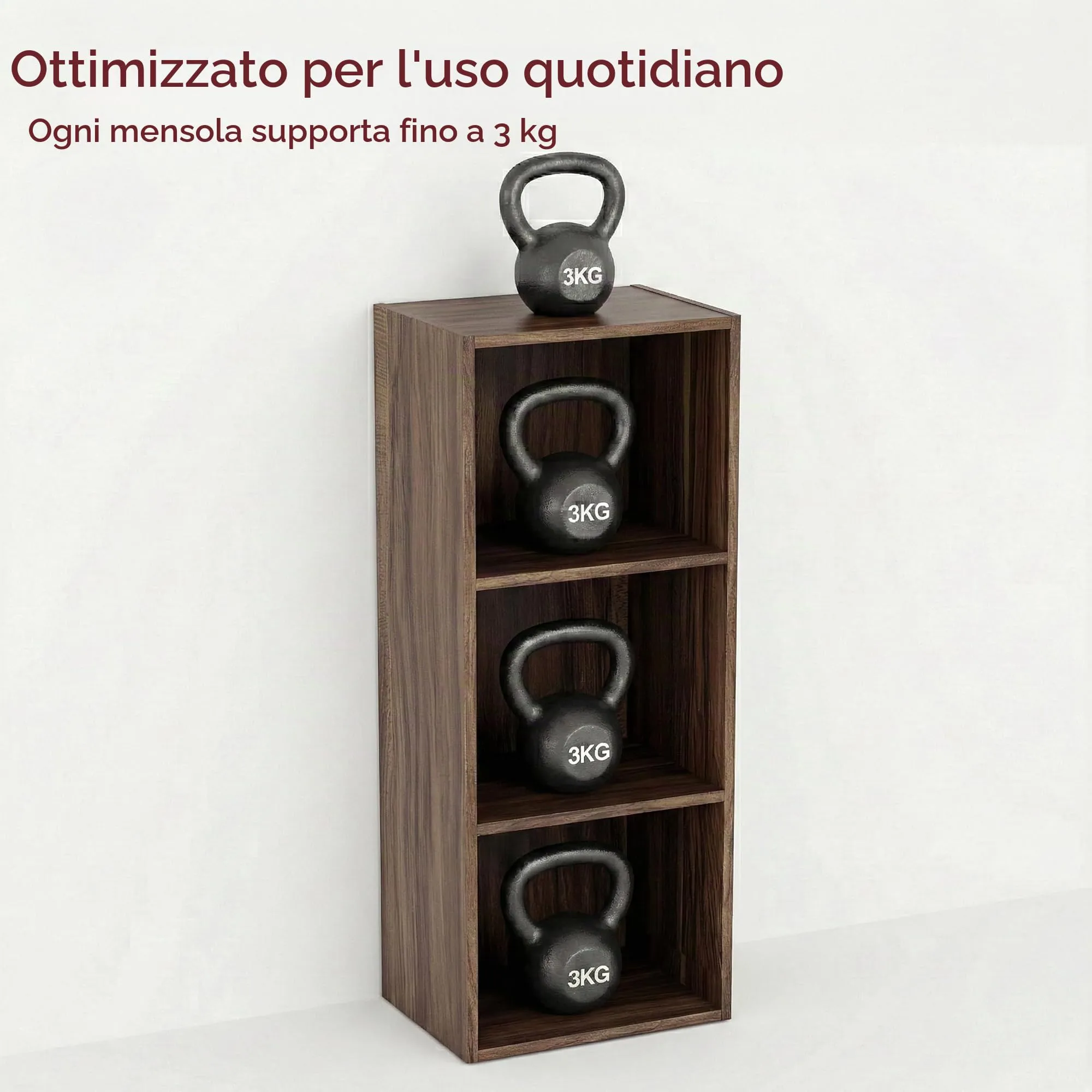 Vida Designs Oxford Libreria a cubi a 3 Ripiani in Legno, Noce - immagine 4