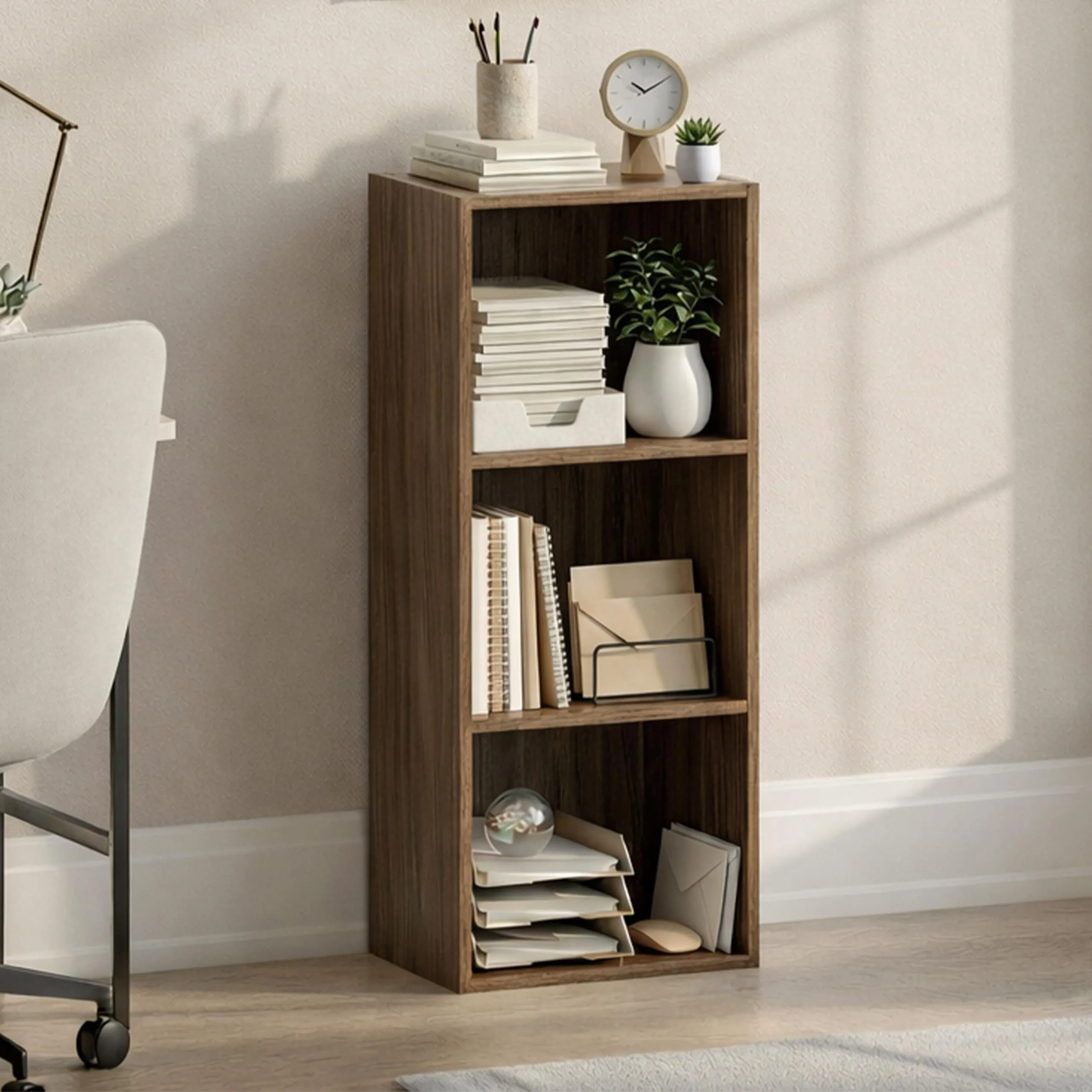Vida Designs Oxford Libreria a cubi a 3 Ripiani in Legno, Noce - immagine 8