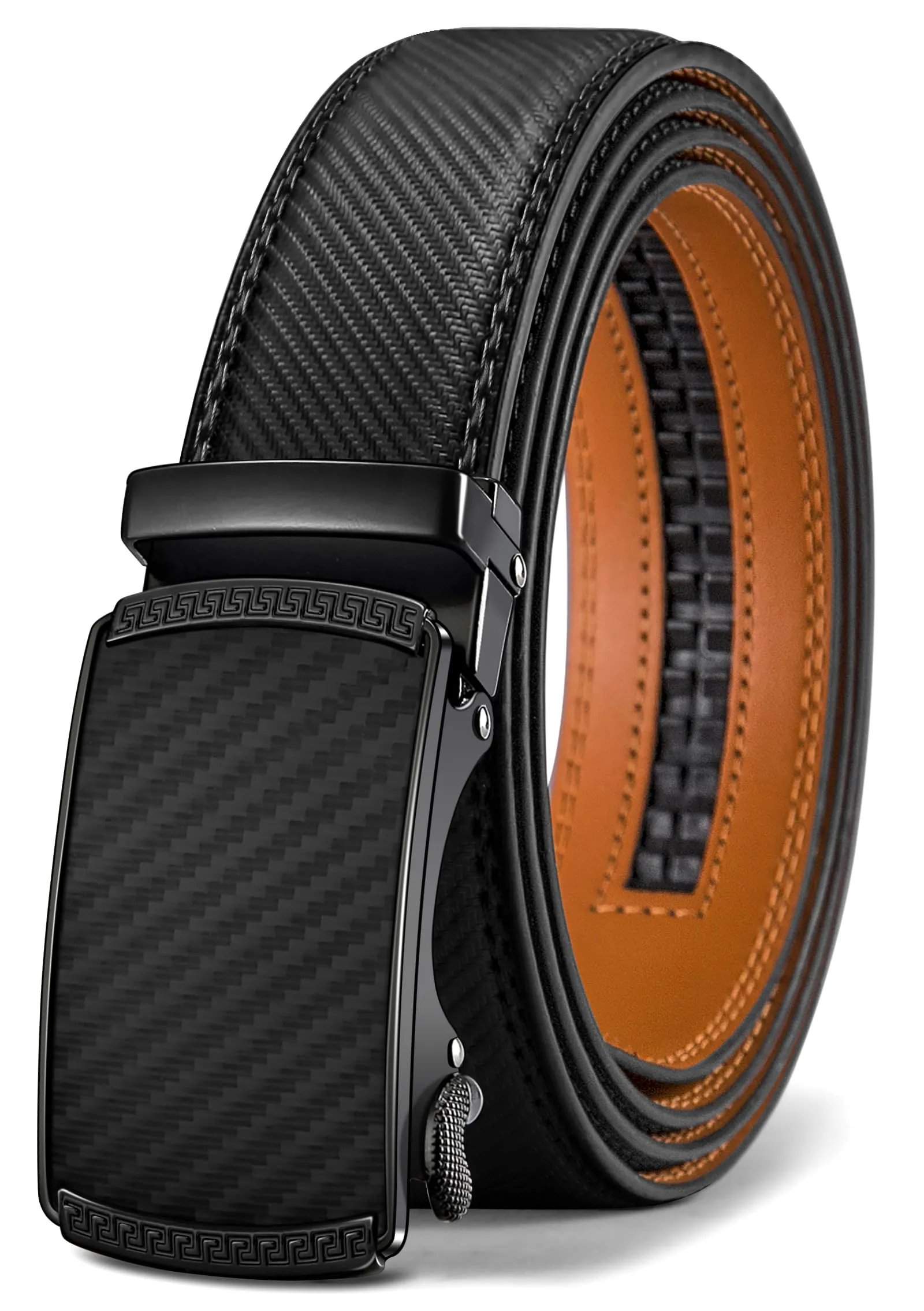 BULLIANT Cintura Uomo in Pelle con Fibbia Automatica a Cricchetto 35mm, Nero, 110cm (30-36 vita regolabile) - immagine 1
