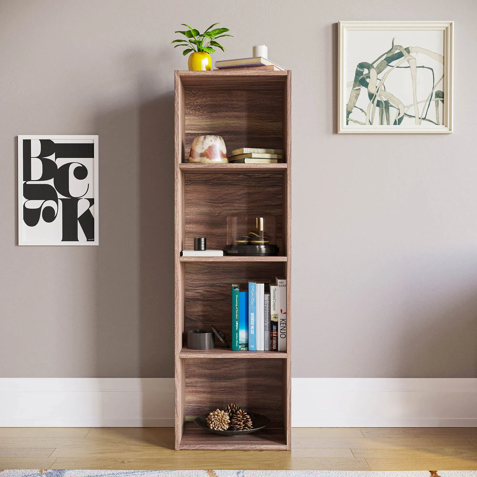 Vida Designs Oxford Libreria a Cubo 4 Ripiani, H106xW32xD24cm (Noce) - immagine 2