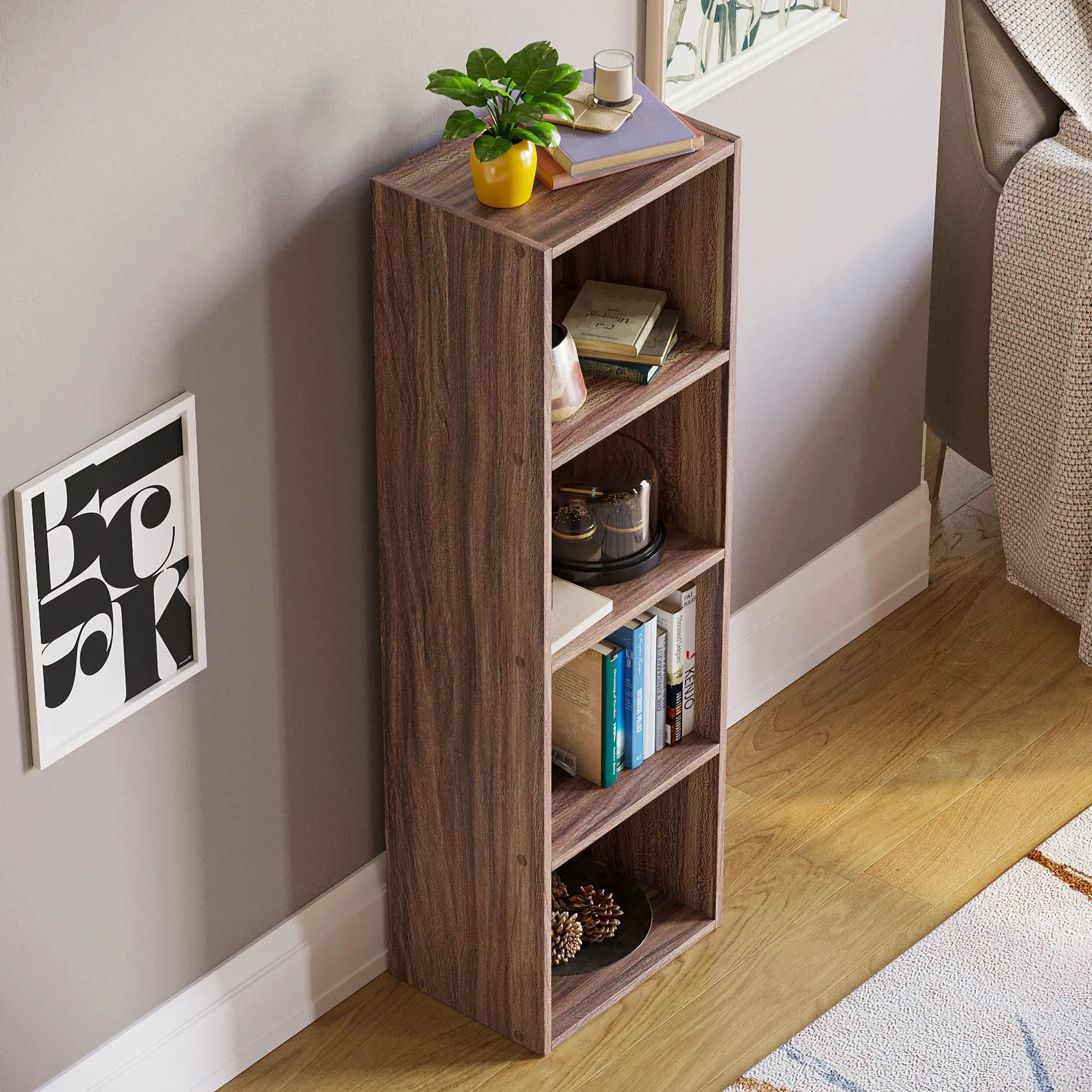 Vida Designs Oxford Libreria a Cubo 4 Ripiani, H106xW32xD24cm (Noce) - immagine 7
