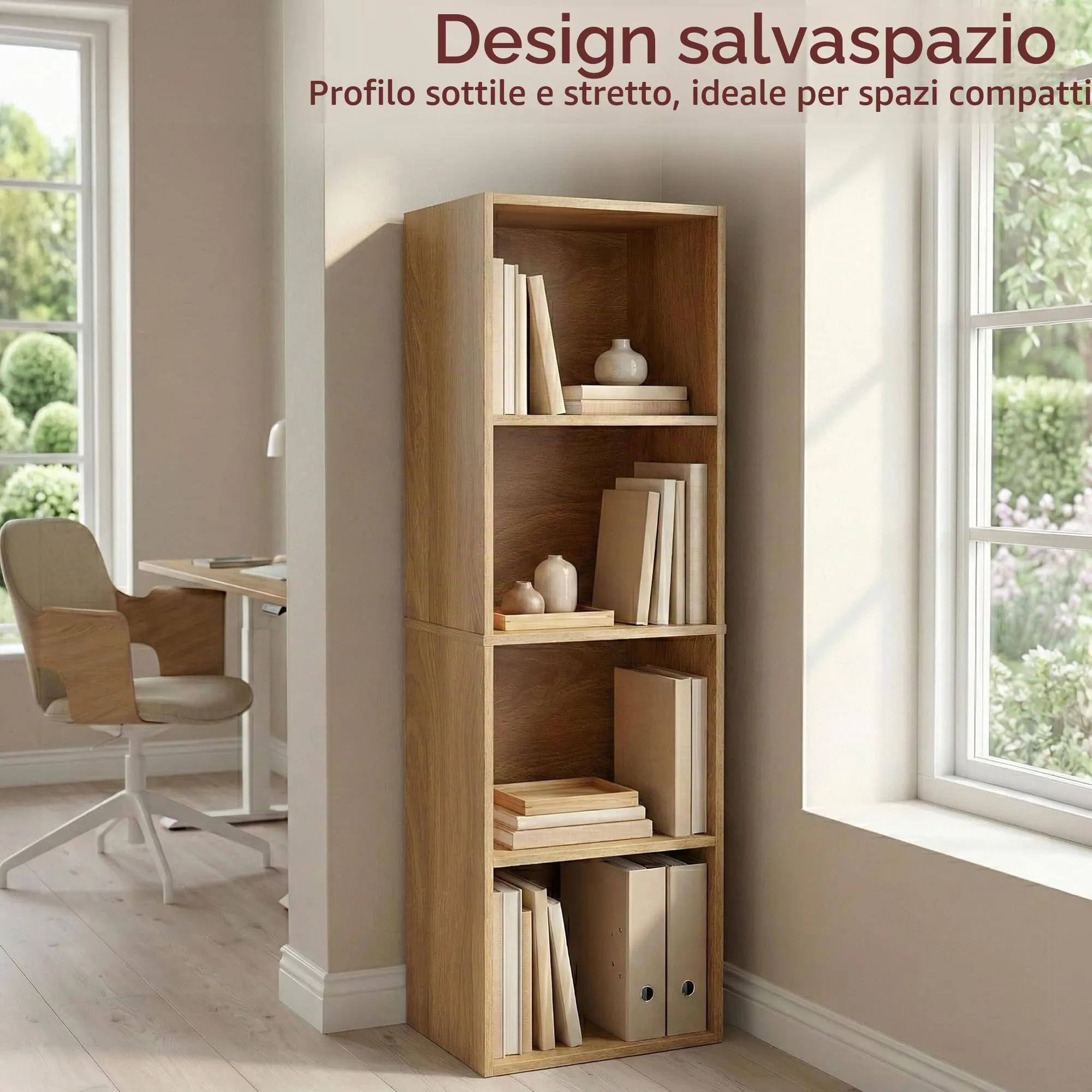 Vida Designs Oxford Libreria a cubi a 4 ripiani in Legno, Rovere - immagine 2