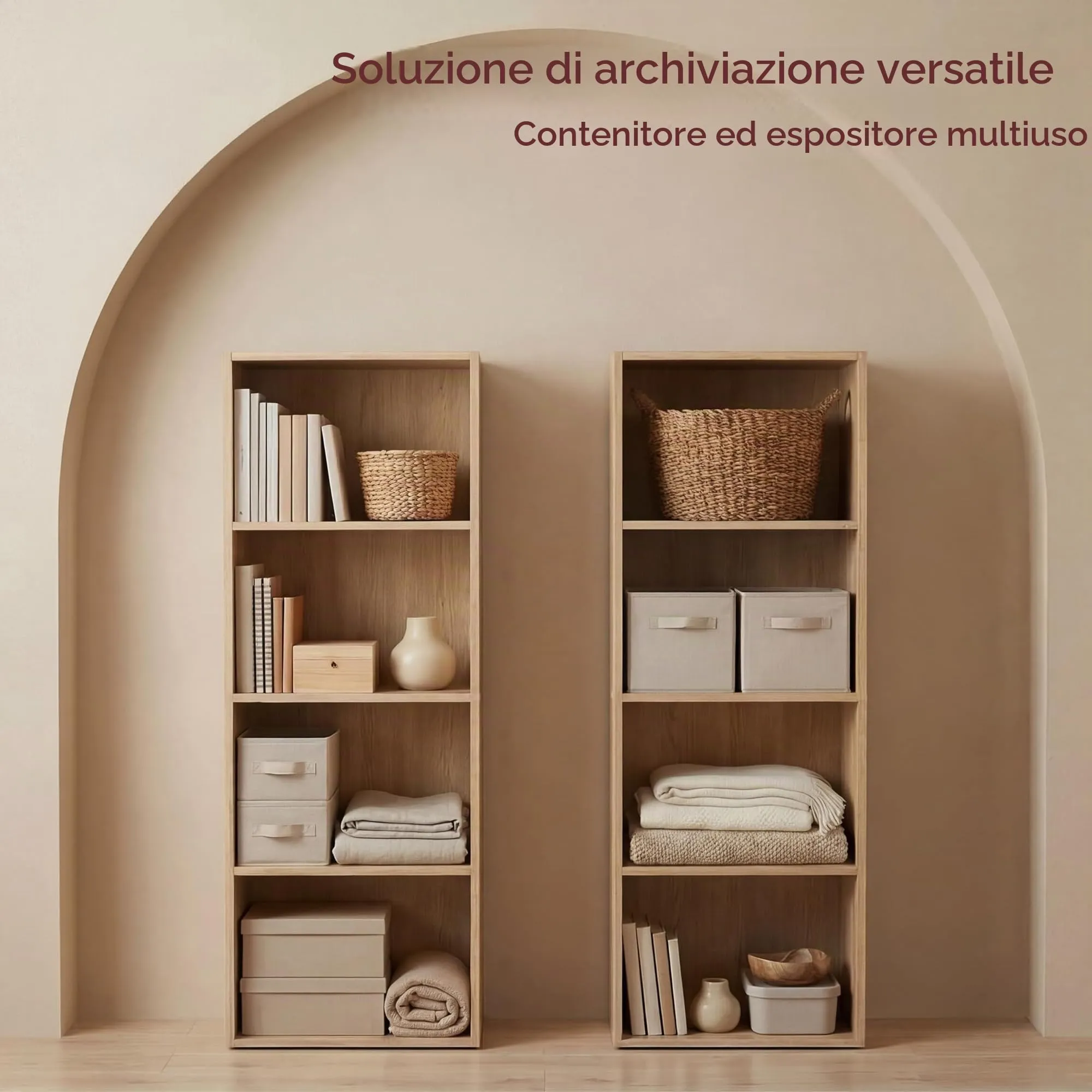 Vida Designs Oxford Libreria a cubi a 4 ripiani in Legno, Rovere - immagine 3